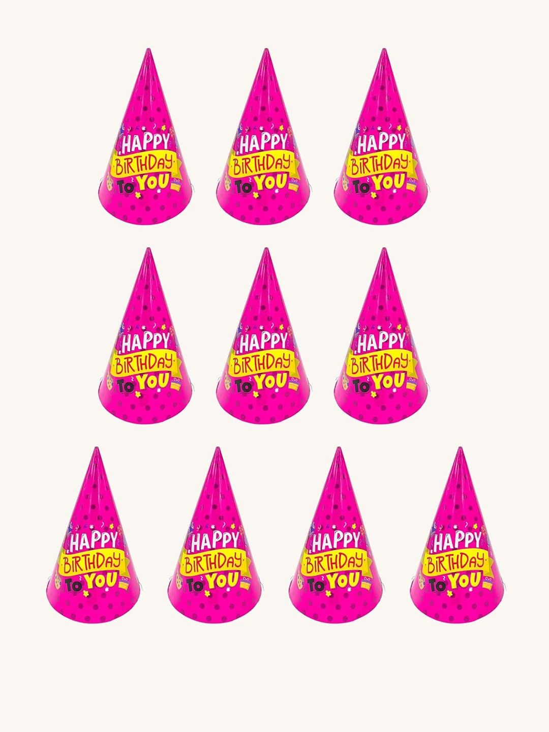 Special You Kids 10 Pieces Pink & Yellow Printed Birthday Caps-picture-34