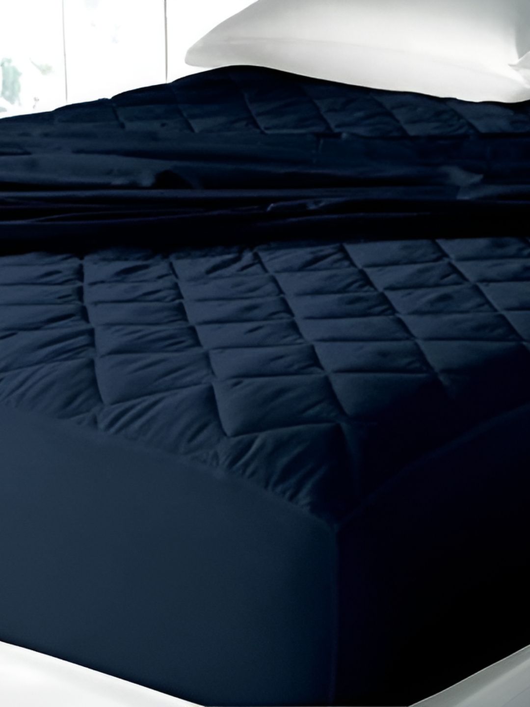 Comfowell Blue Cotton Fitted Double Size Water Resistant Mattress Protector-picture-30