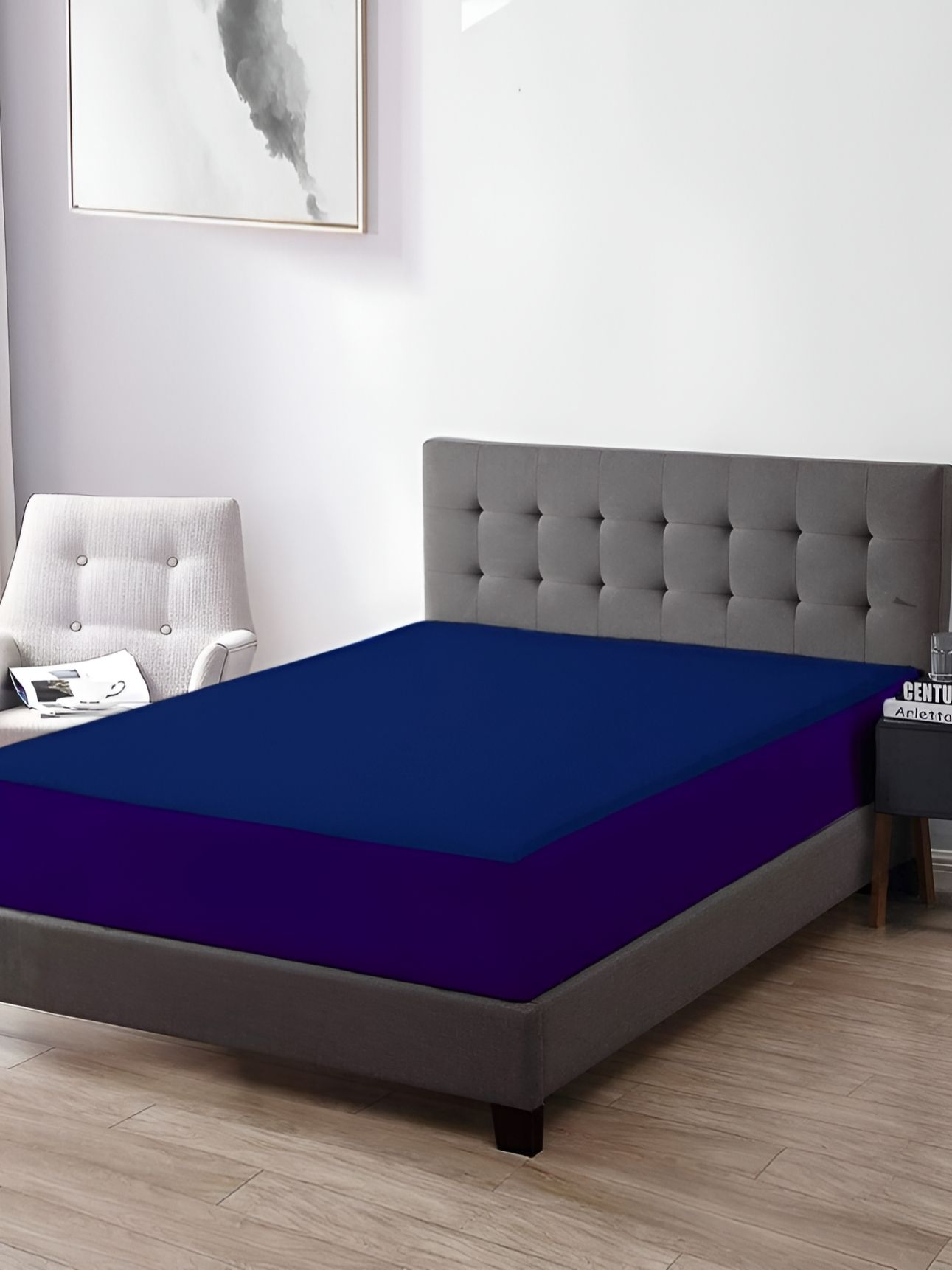 Comfowell Blue Fitted Cotton Queen Size Waterproof Mattress Cover-picture-17