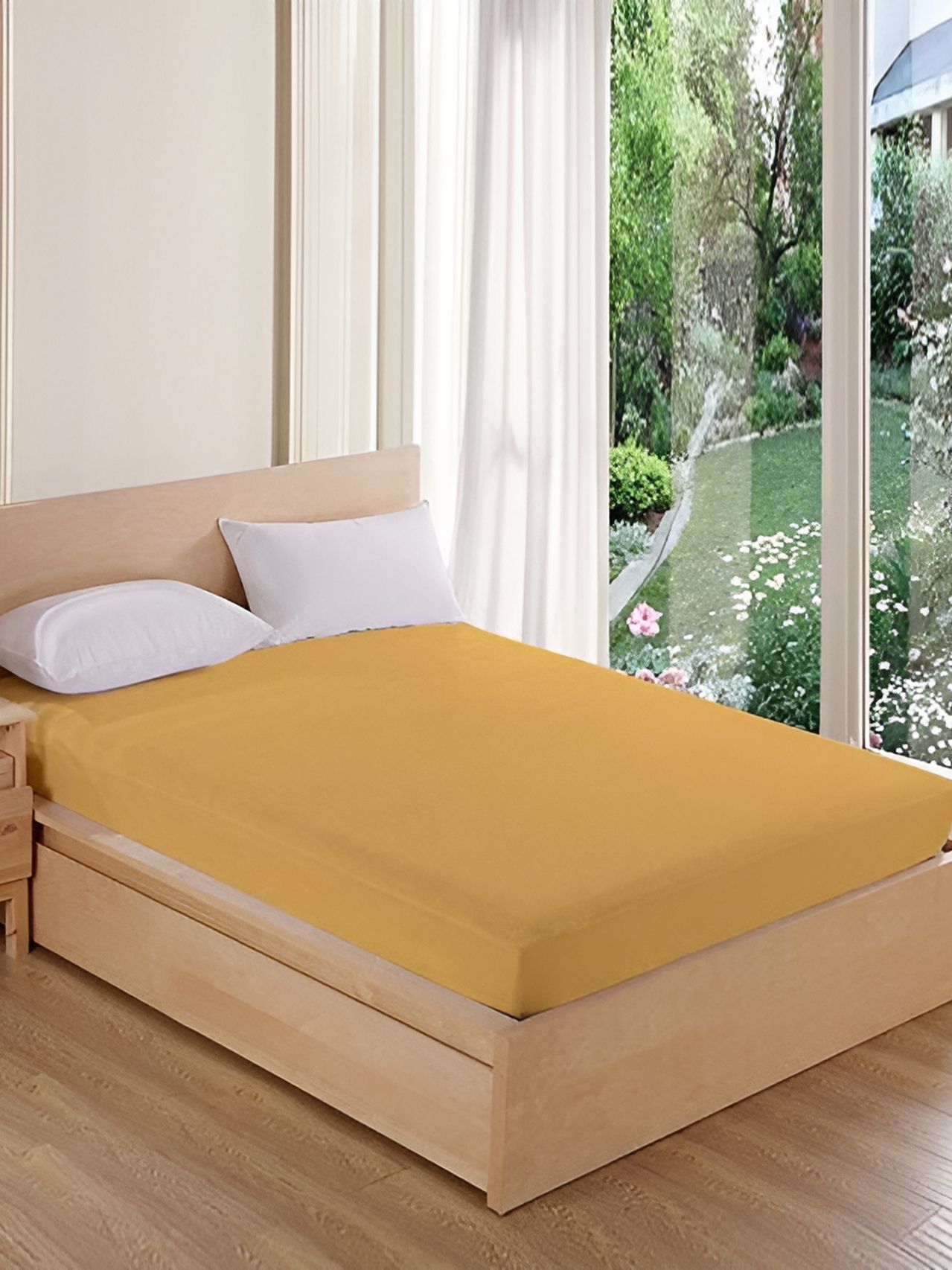Comfowell Beige Cotton Water Resistant King Fitted Mattress Protector-picture-36