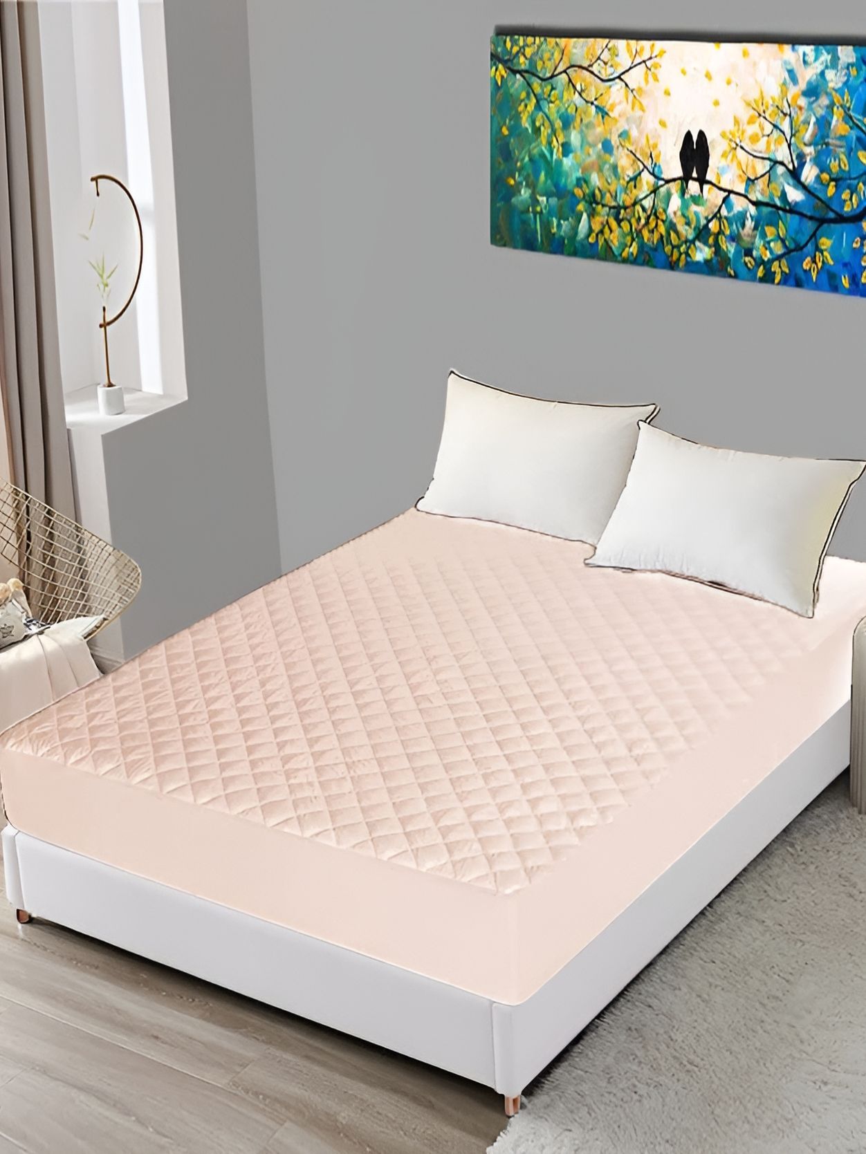 Comfowell Beige Polyester Water Resistant Fitted King Size Mattress Protector-picture-21