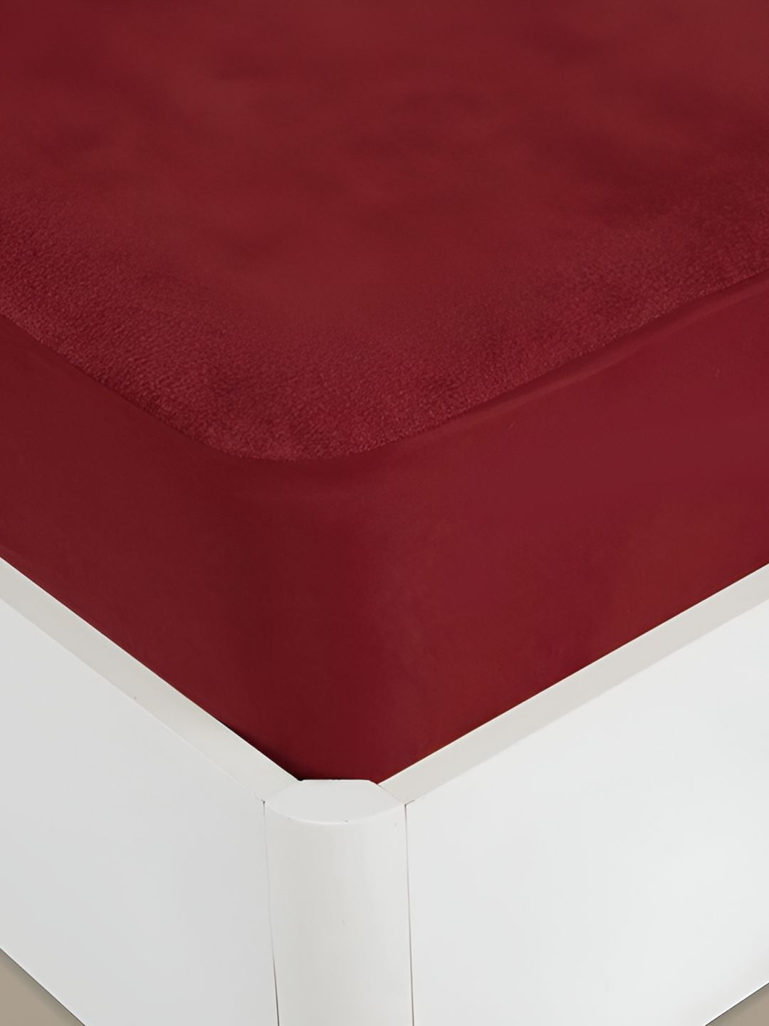 Comfowell Maroon Cotton Fitted Queen Size Water Resistant Mattress Protector-picture-16