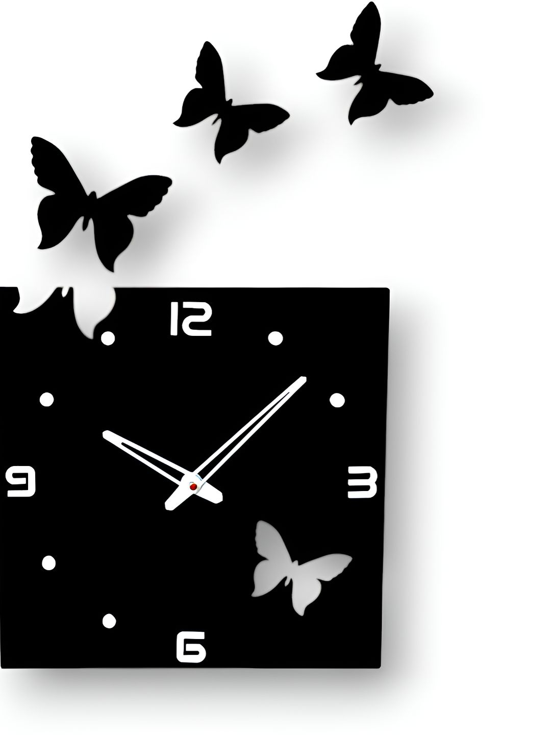 FASTQT Black & White Wooden Square Analogue Contemporary Wall Clock-picture-49