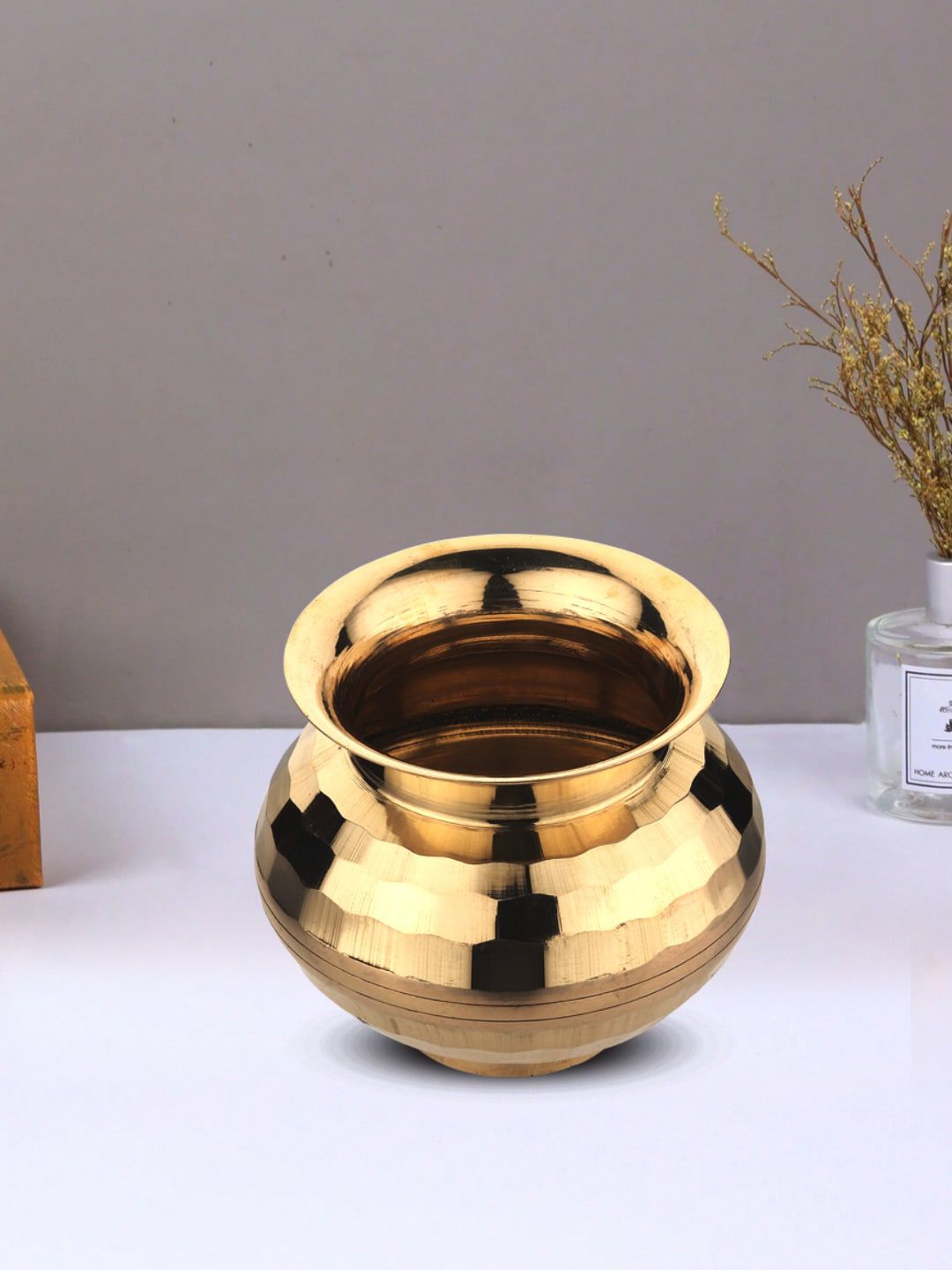 DOKCHAN Gold-Toned Hammer Dimond Cut Brass Lota/Kalash-picture-28