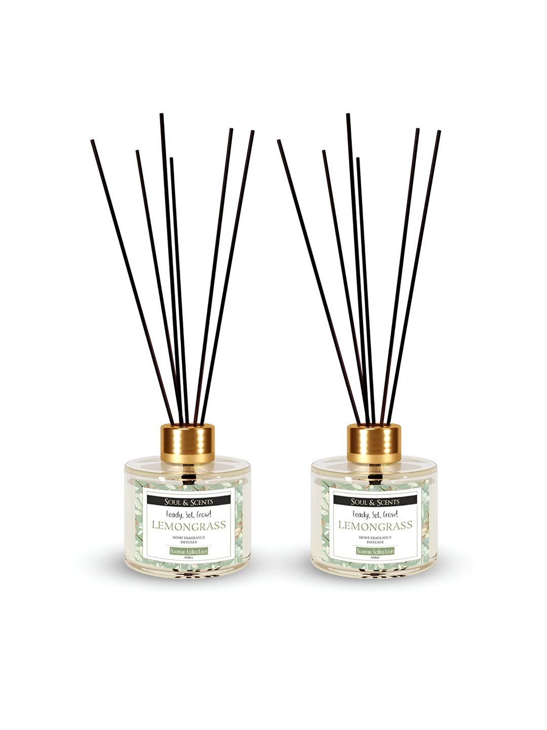 SOUL & SCENTS Transparent 2 Pieces Lemongrass Fragrance Diffuser & 6 Sticks 120 ml Each-image-28