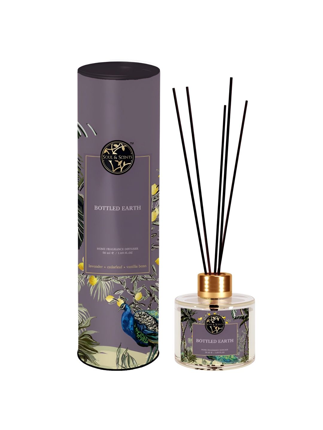 SOUL & SCENTS Transparent & Purple Bottled Earth Fragrance  Reed Diffuser Set 50 ml-picture-36