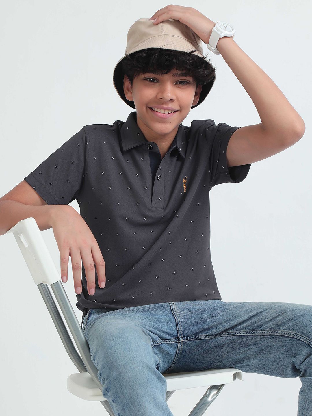 STELLERS Boys Geometric Printed Polo Collar Stretchable Casual T-shirt-picture-11