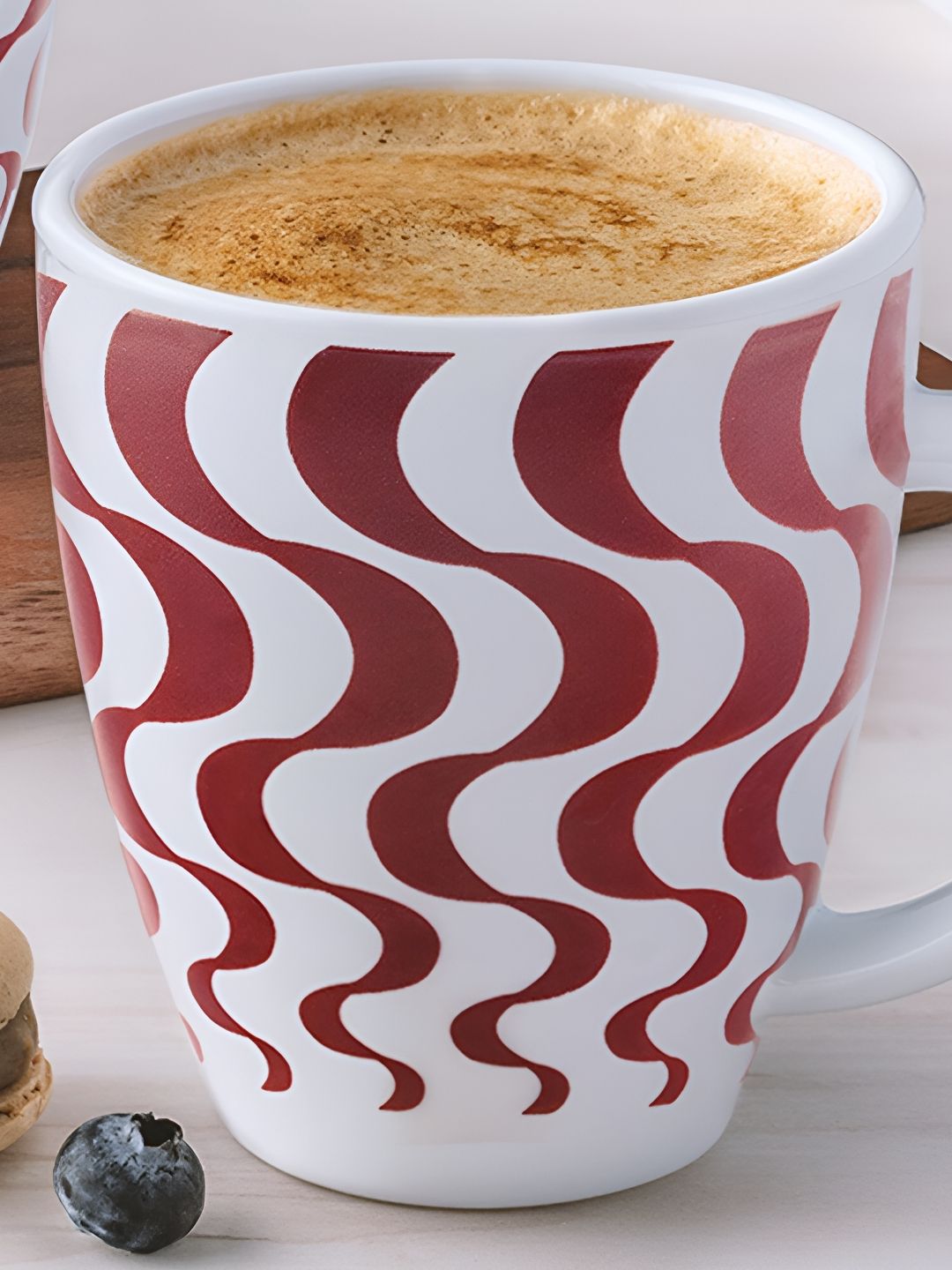 Larah by BOROSIL White & Maroon Printed Opalware Matte Mugs 400 ml-image-22