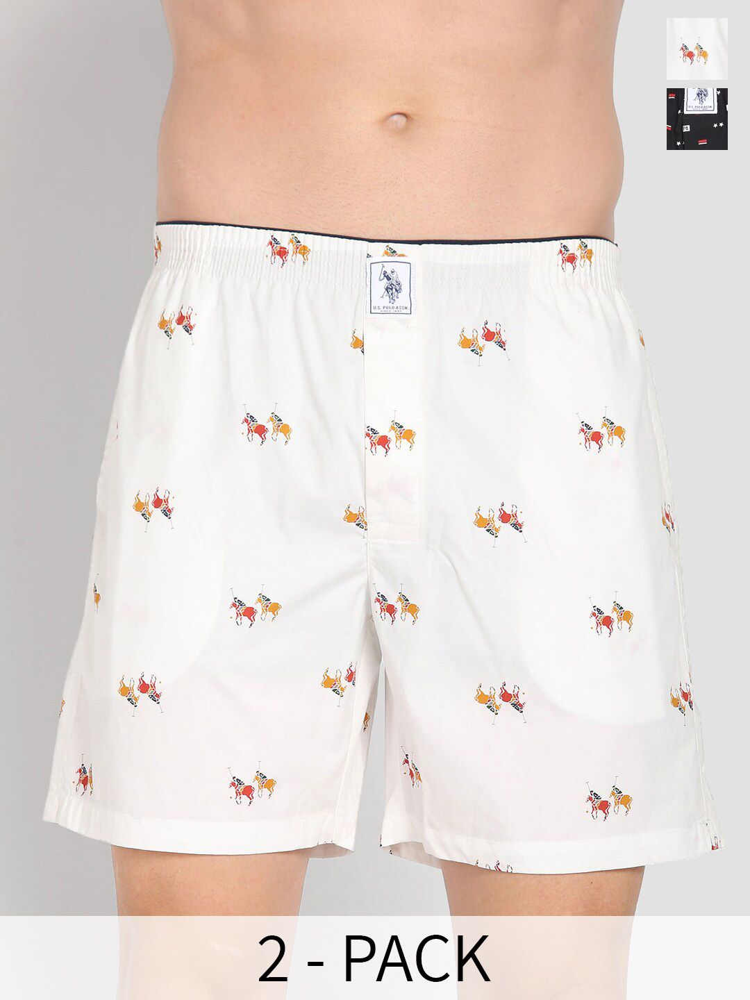 U.S. Polo Assn. Men Pack Of 2 Coversational Printed Cotton Boxers 26077946-1-26077954-image-1