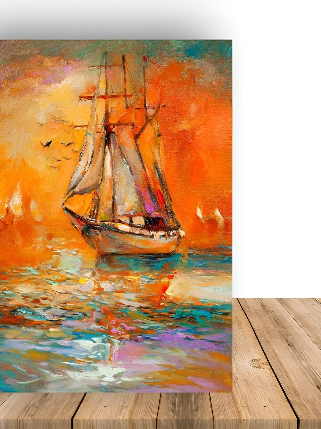 British Terminal Orange & Green Paper Abstract Wall Painting-picture-18