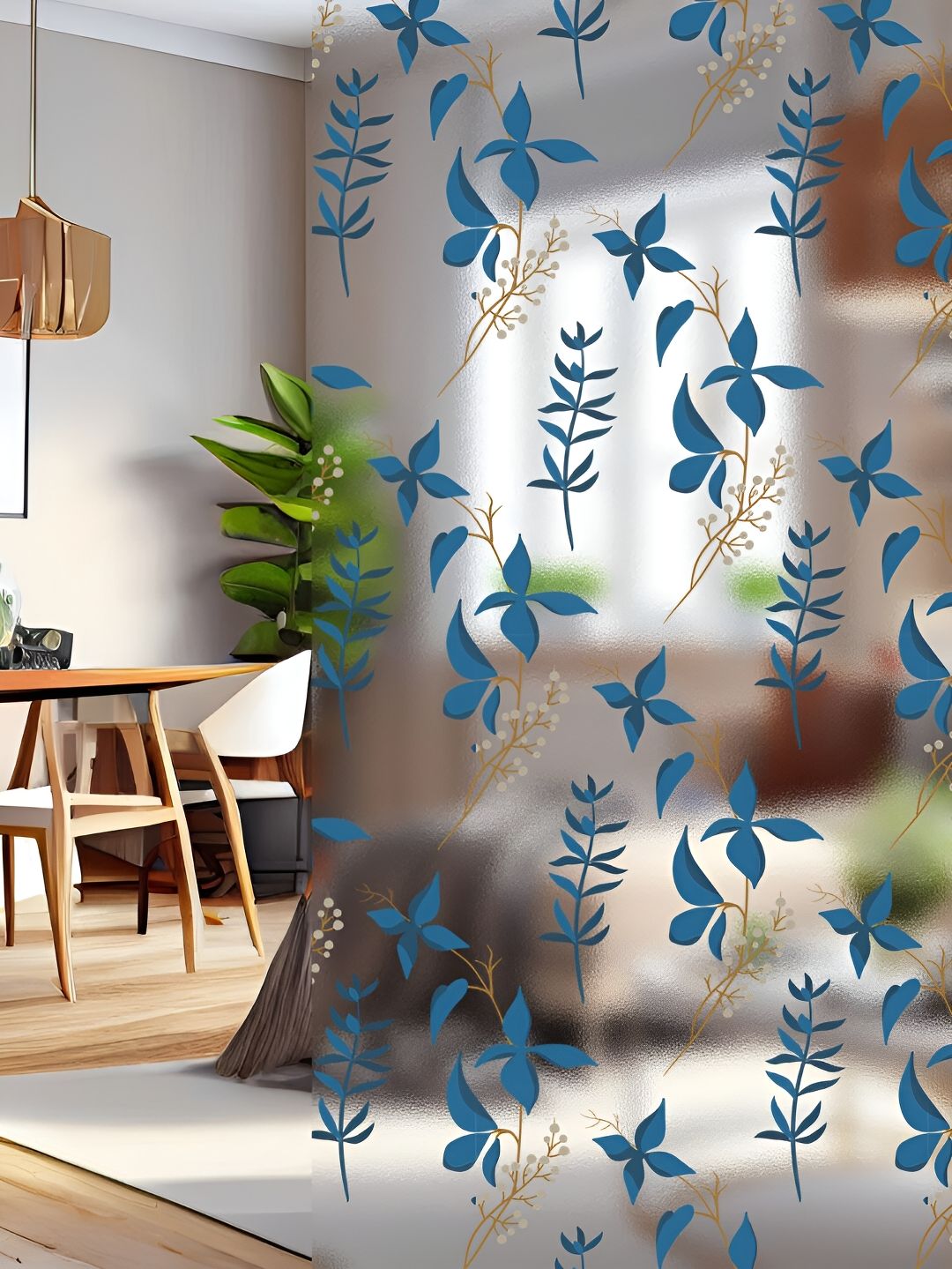 CVANU Transparent & Blue Printed Self-Adhesive Window Film-image-22
