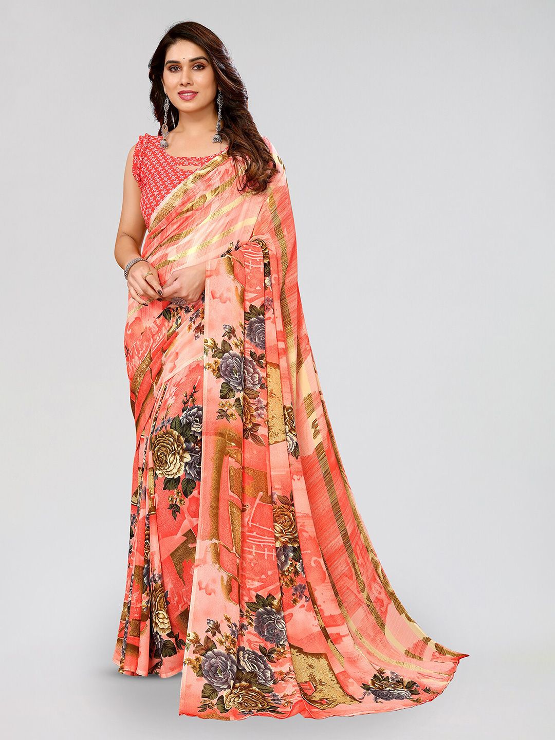 Buy ANAND SAREES Selection Of 2 Floral Printed Saree - Sarees for Women ...