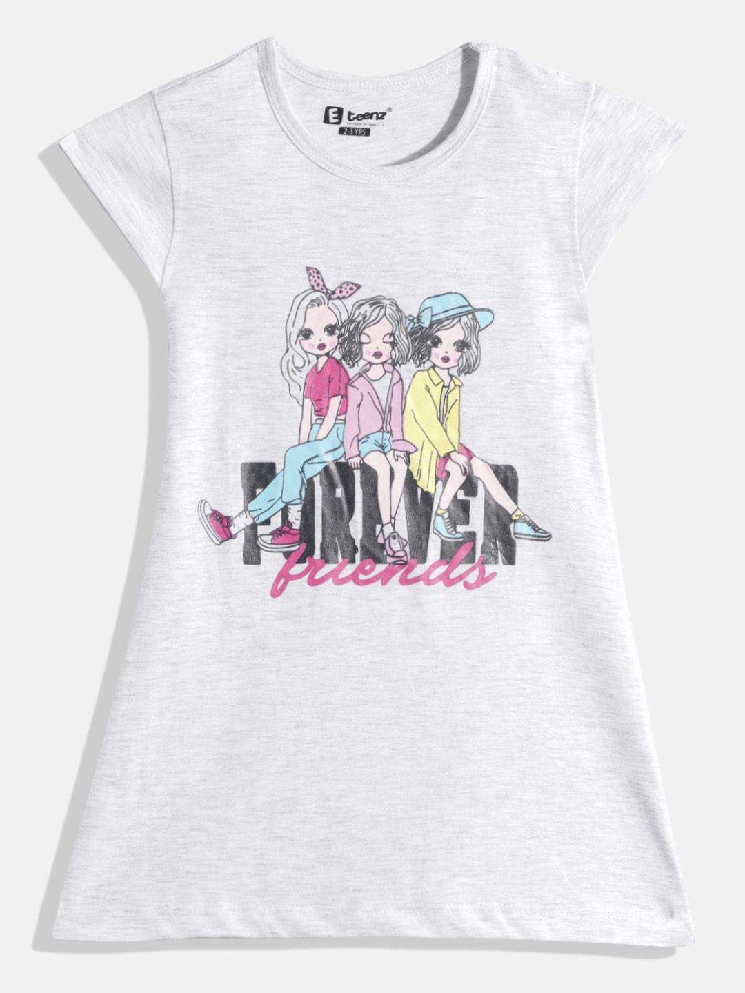 Eteenz Girls Printed Cotton T-shirt Dress-image-31