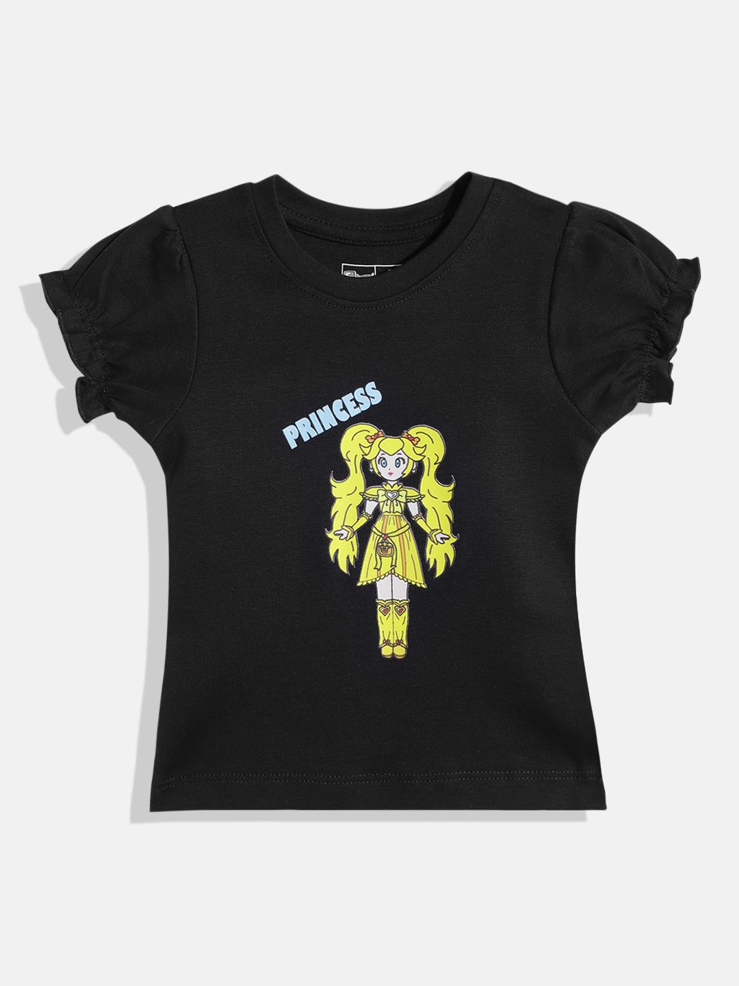 Eteenz Infant Girls Print Puff Sleeve Cotton Top-image-44