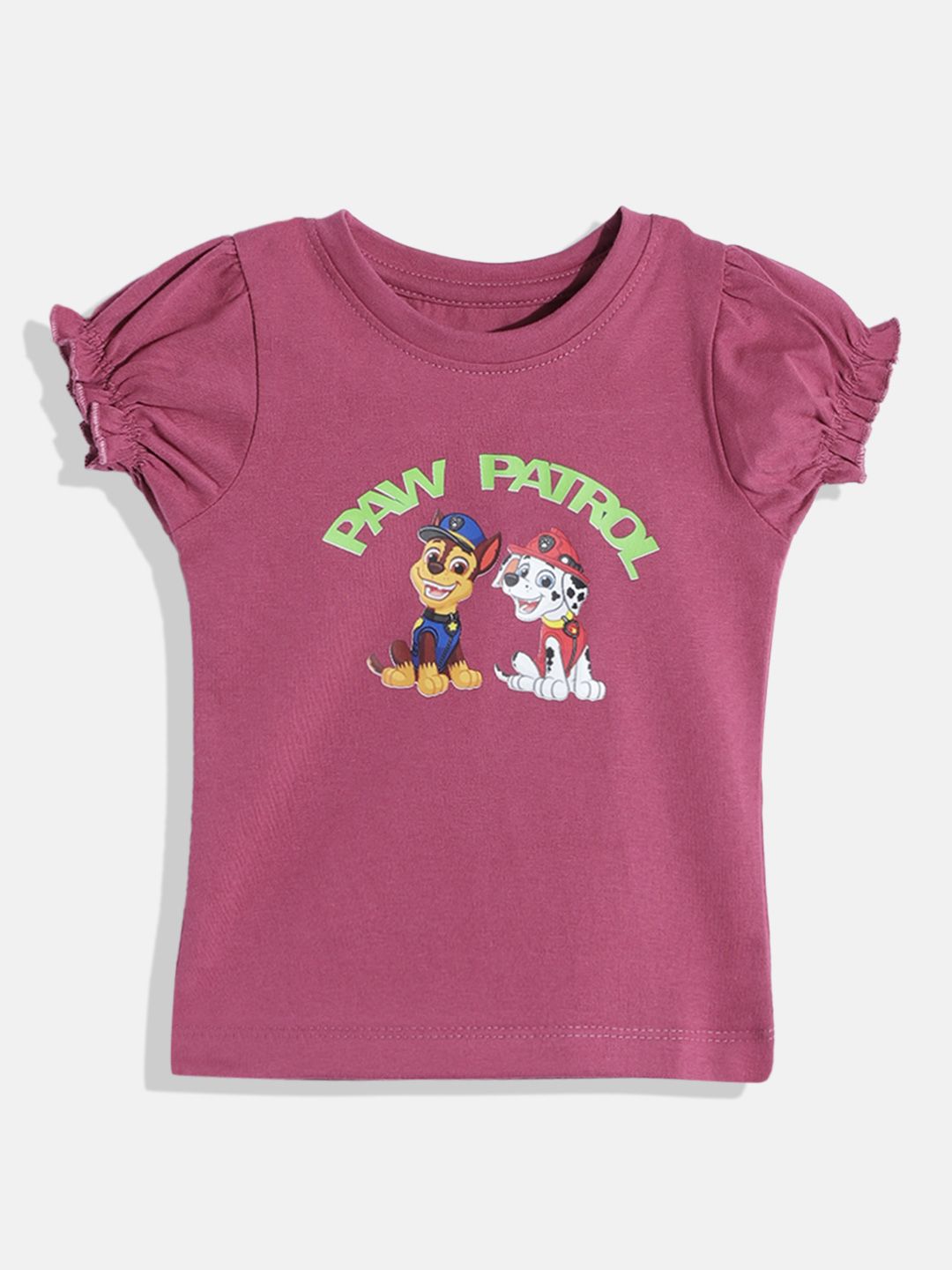 Eteenz Infant Girls Paw Patrol Print Puff Sleeve Cotton Top-picture-43