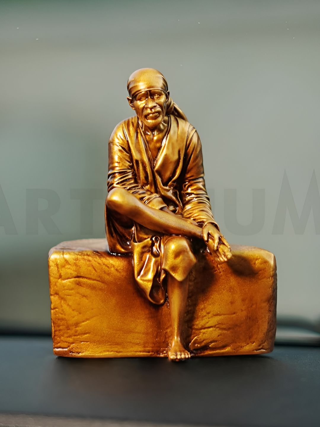 Artarium LLP Gold Toned Sai Baba Religious Figurine Showpiece
