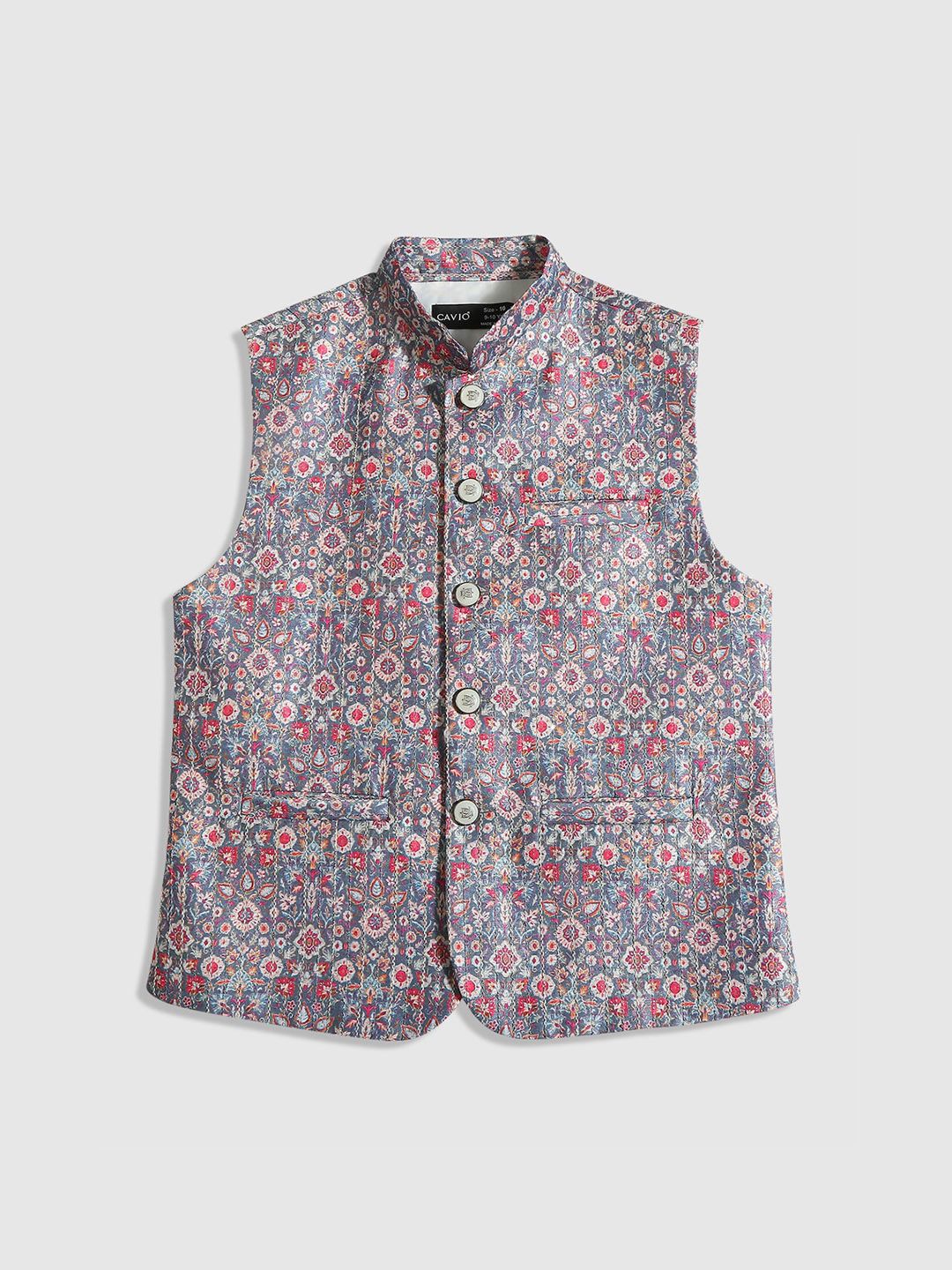 CAVIO Boys Printed Pure Cotton Nehru Jackets-picture-24