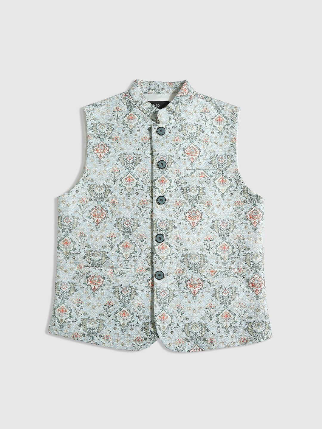CAVIO Boys Floral Printed Mandarin Collar Nehru Jackets-picture-11