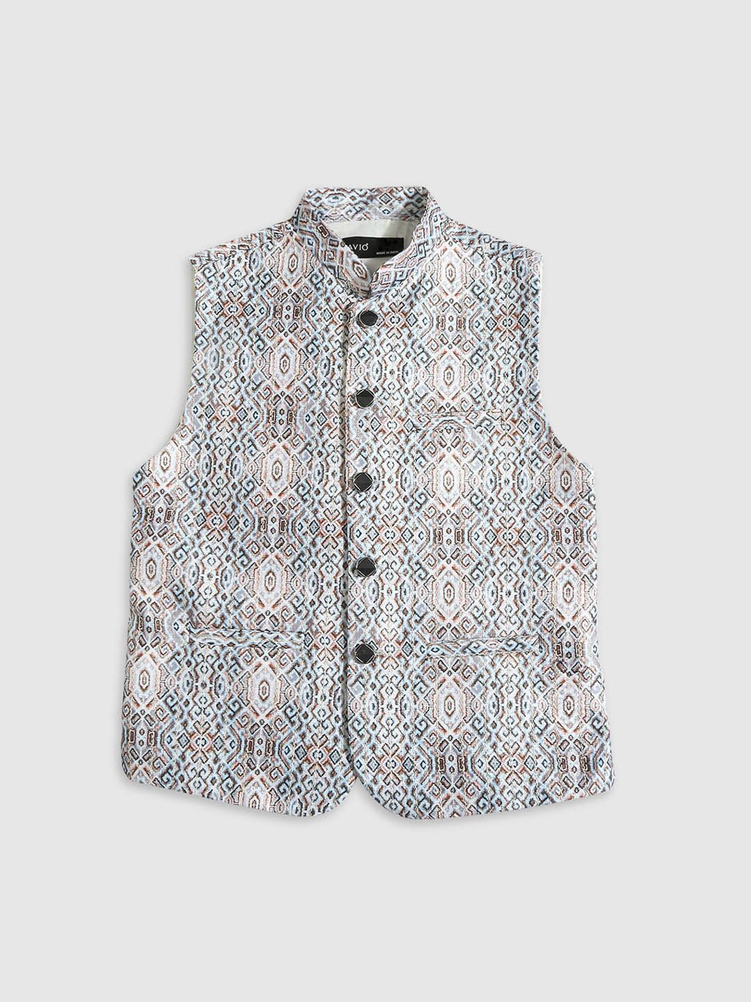 CAVIO Boys Floral Printed Mandarin Collar Nehru Jackets-picture-32