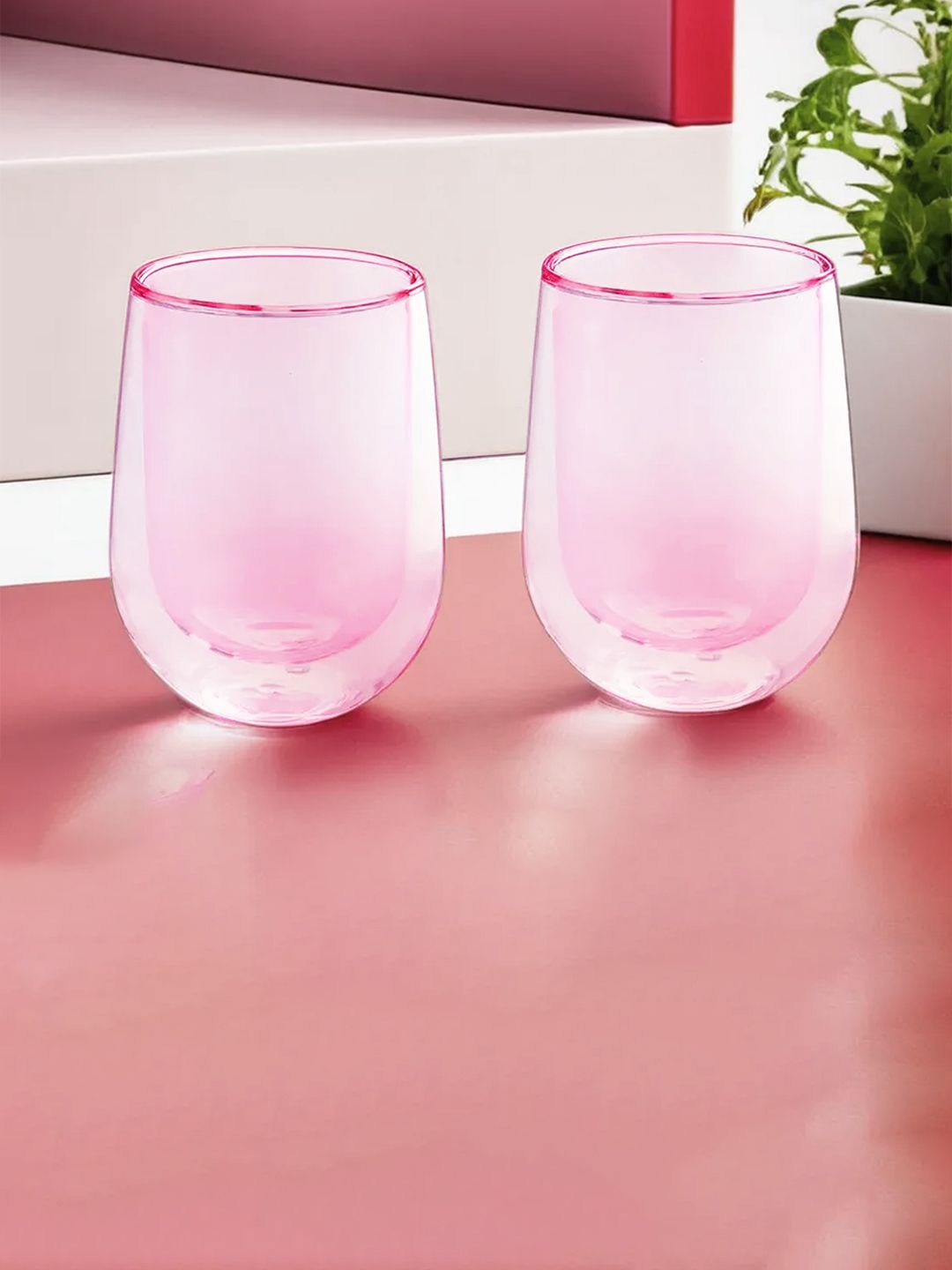 The Better Home Pink 2 Pcs Double Wall Glass 190ml-picture-19