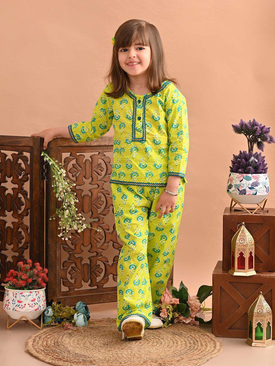 Superminis Girls Floral Printed Top With Trousers-picture-32