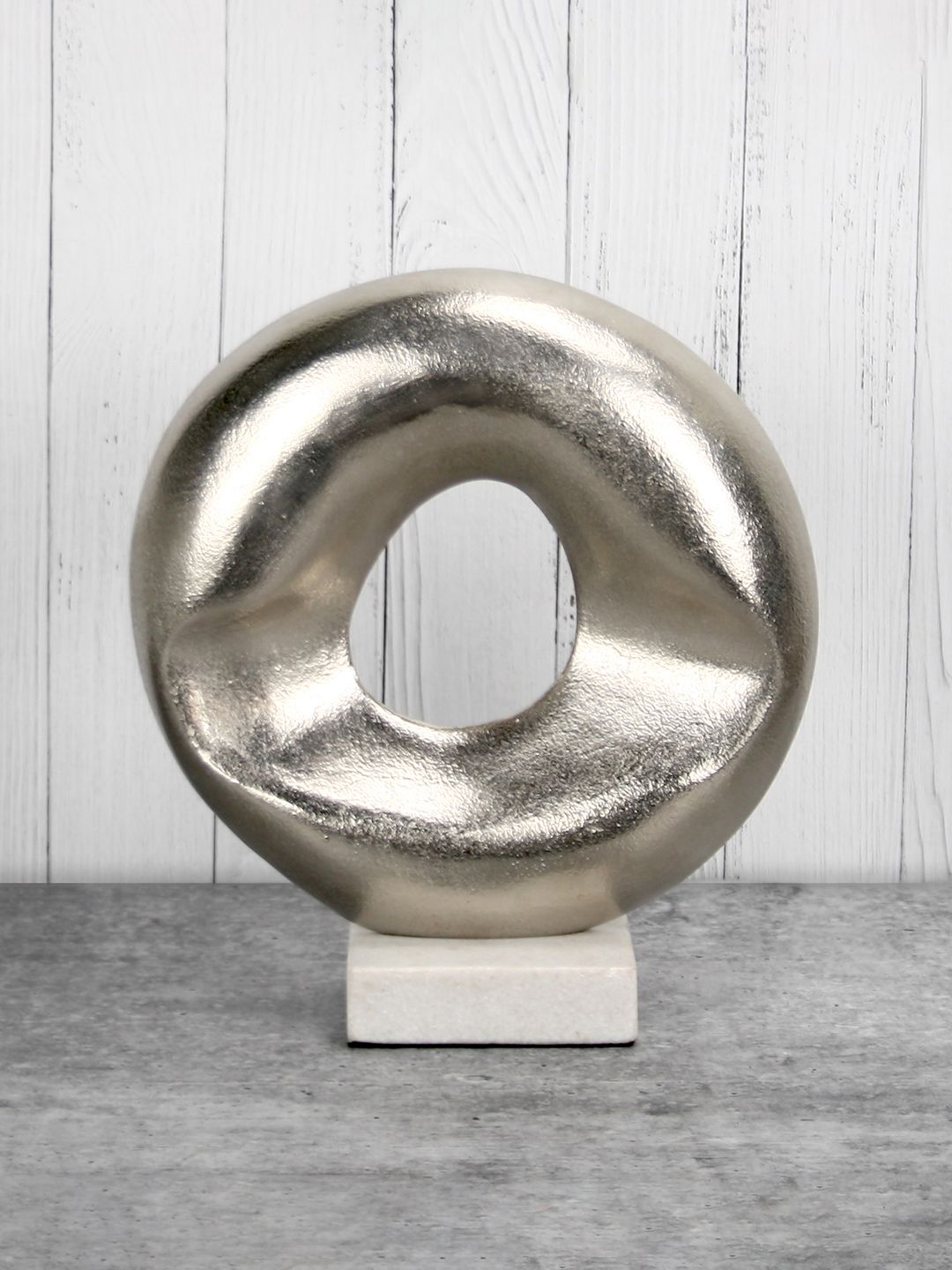 Maison Modern Silver-Toned Abstract Disc Medium Metal Figurine Showpiece-image-24