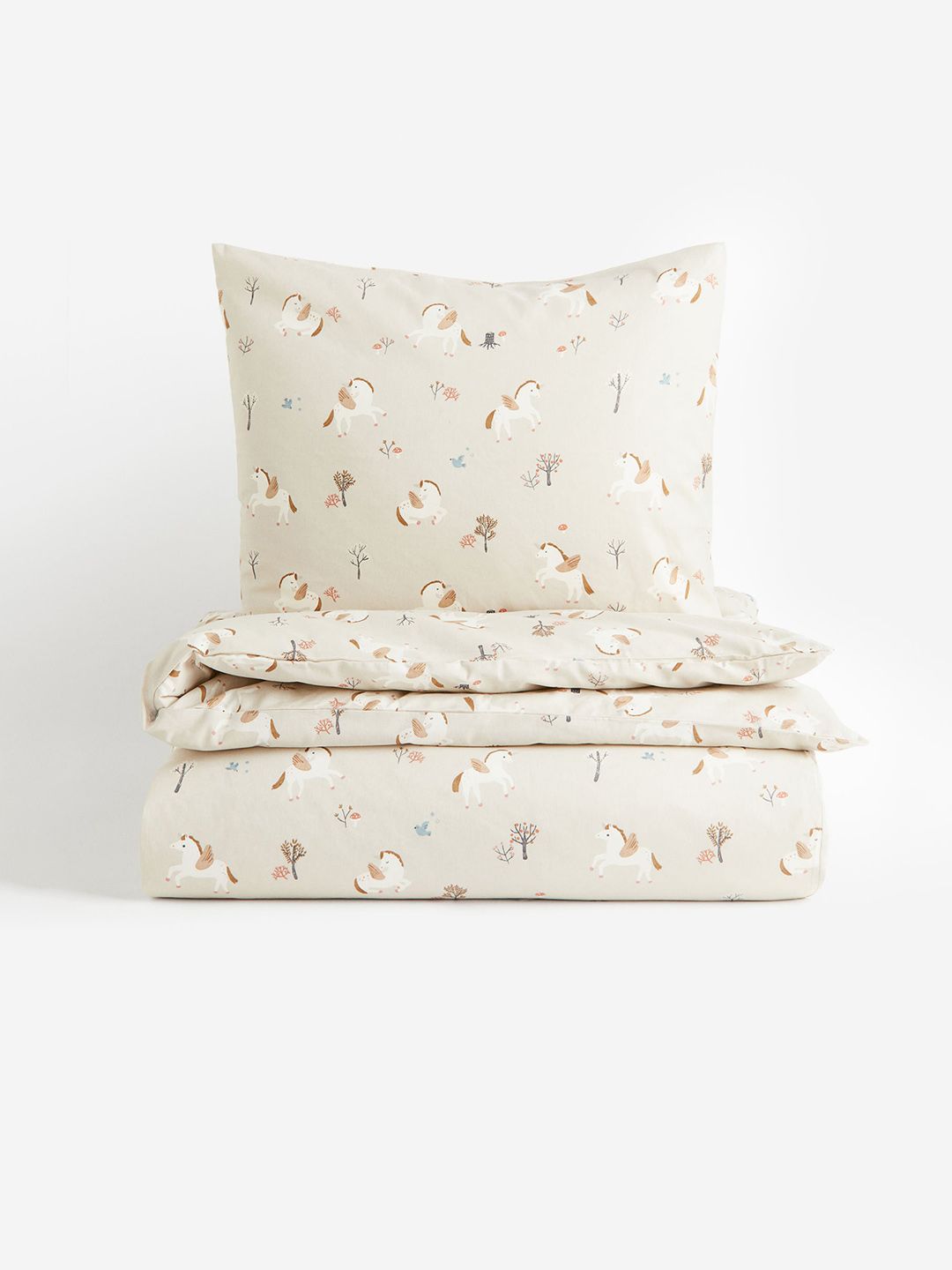 H&M Beige Patterned Cotton Duvet Cover Set-picture-35