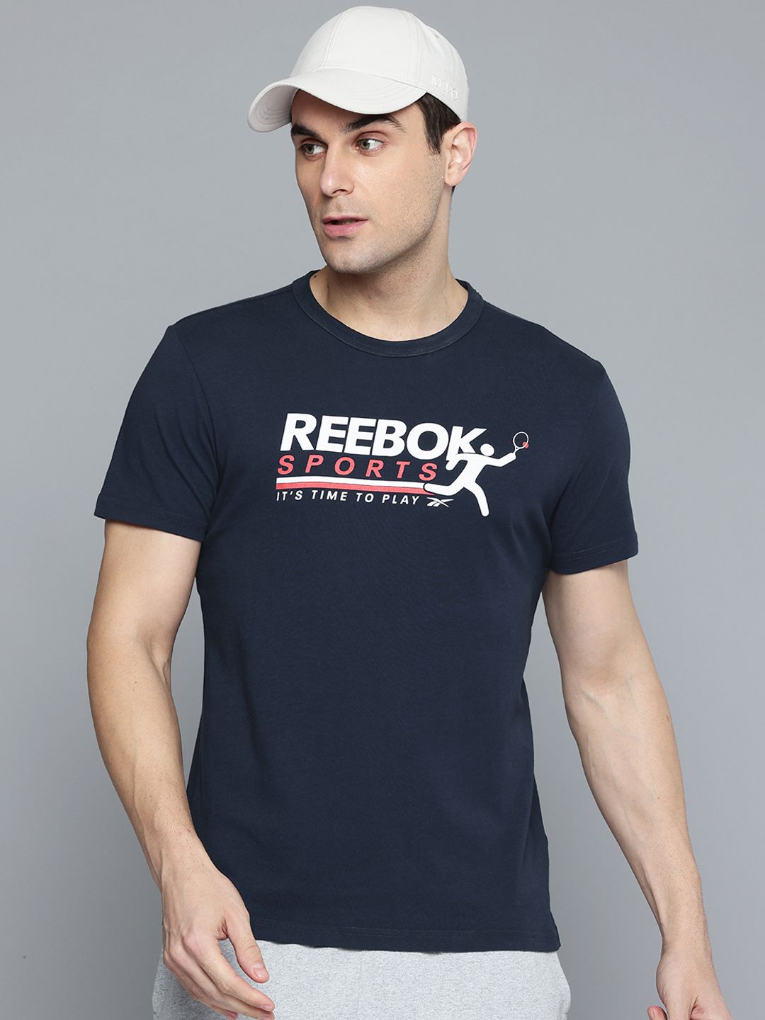 Reebok Brand Logo Print Pure Cotton Sport T-shirt-picture-10