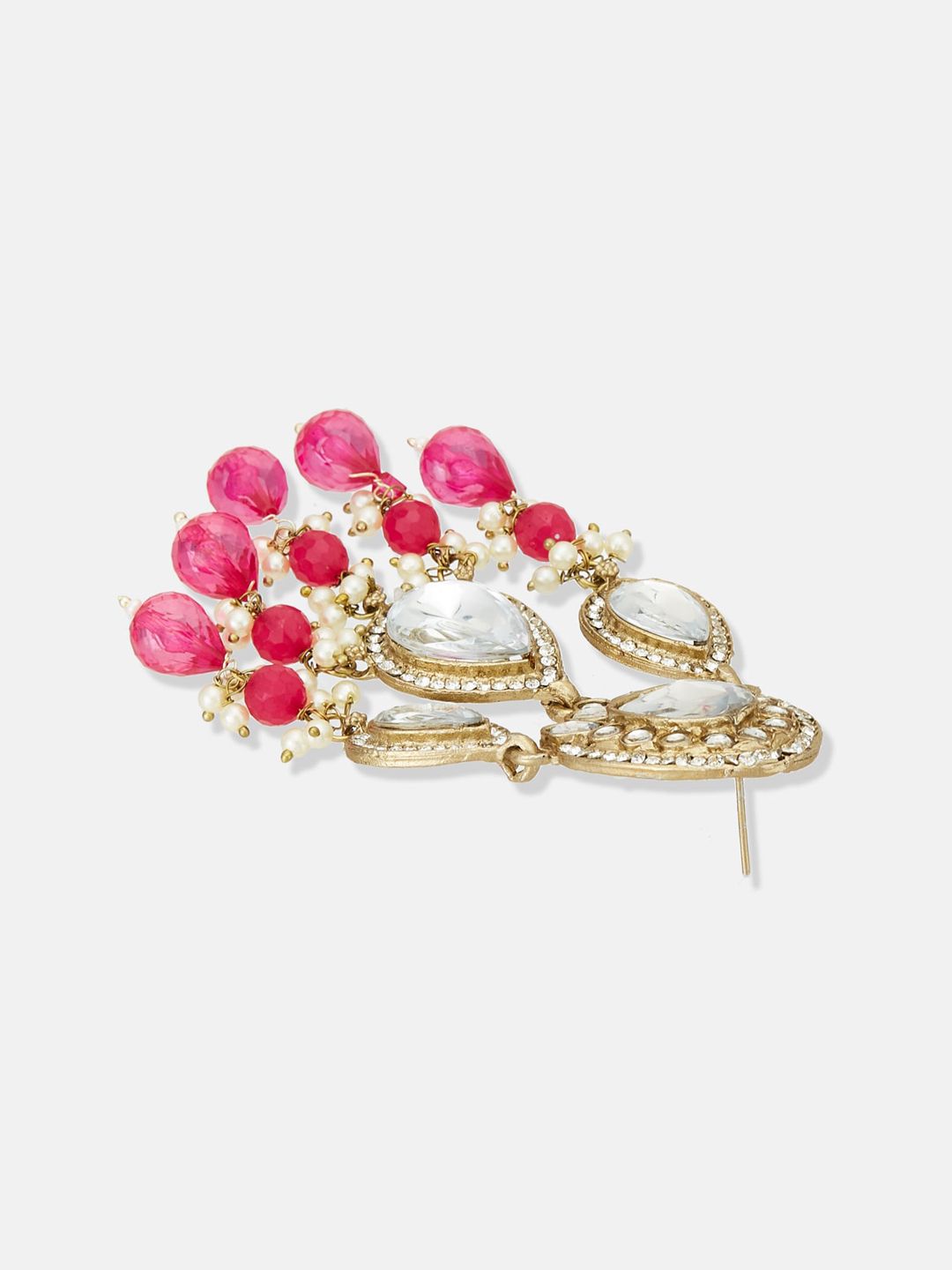 ATIBELLE Gold-Plated Kundan-Studded Brass Contemporary Drop Earrings