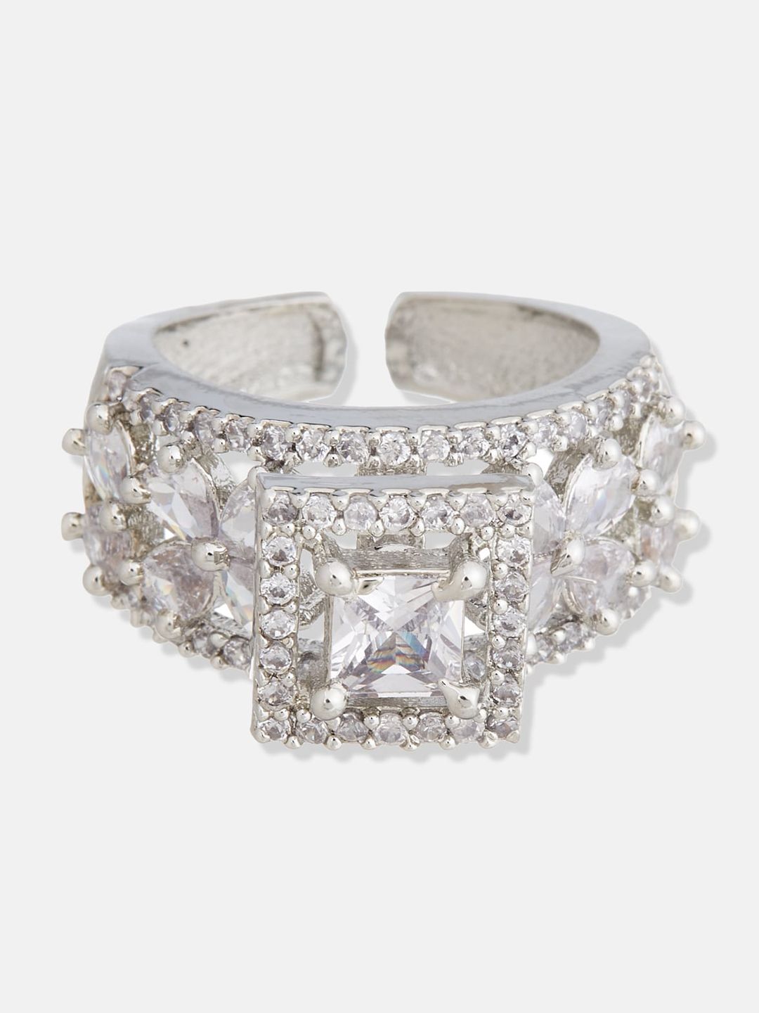 ATIBELLE Silver-Plated Cubic Zirconia Stone Studded Jewellery Set
