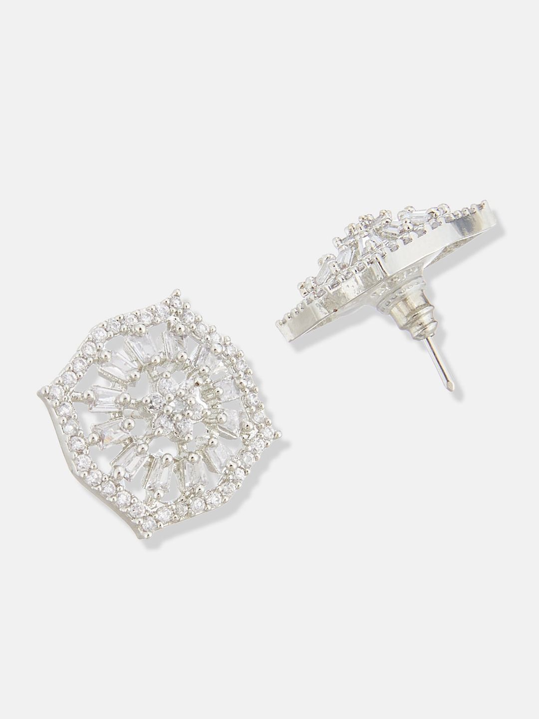 ATIBELLE Silver-Plated Cubic Zirconia Stone Studded Jewellery Set