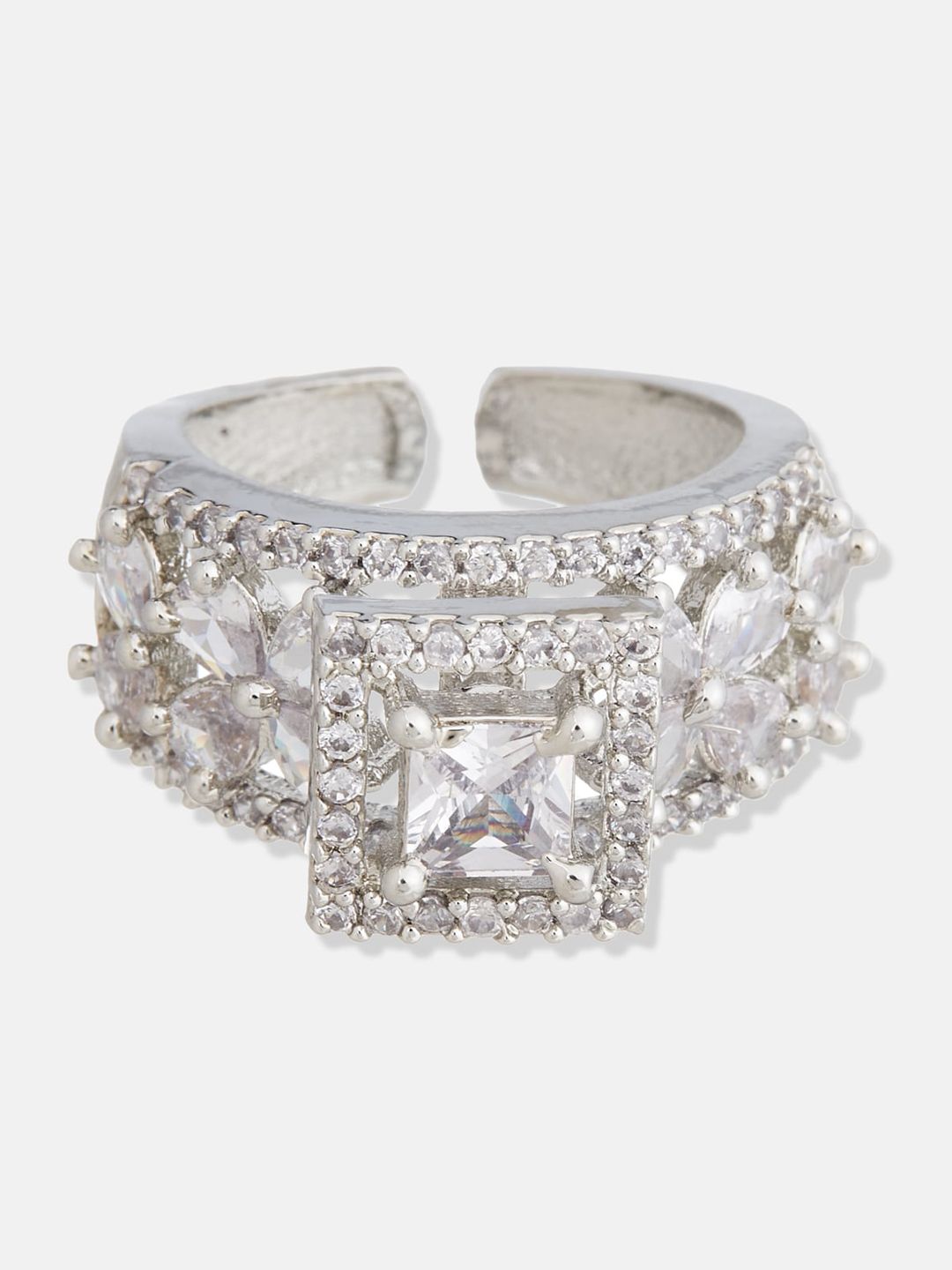 ATIBELLE Silver-Plated Cubic Zirconia-Studded Jewellery Set