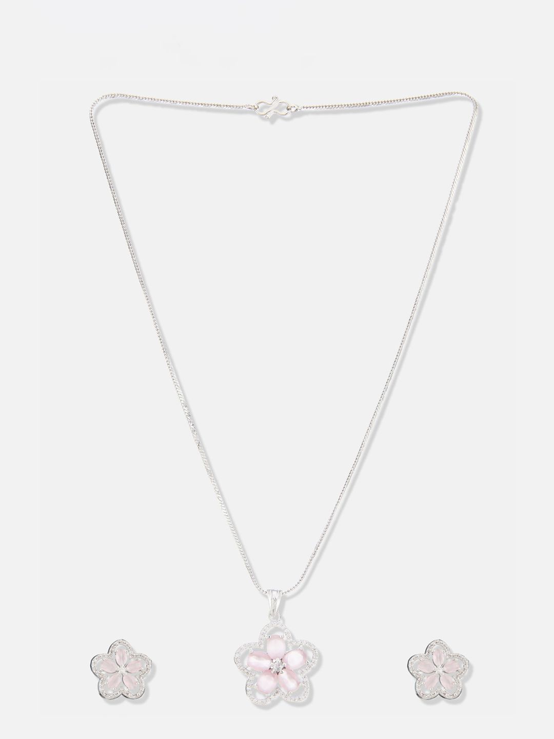 ATIBELLE Silver Plated CZ Studded Jewellery Set