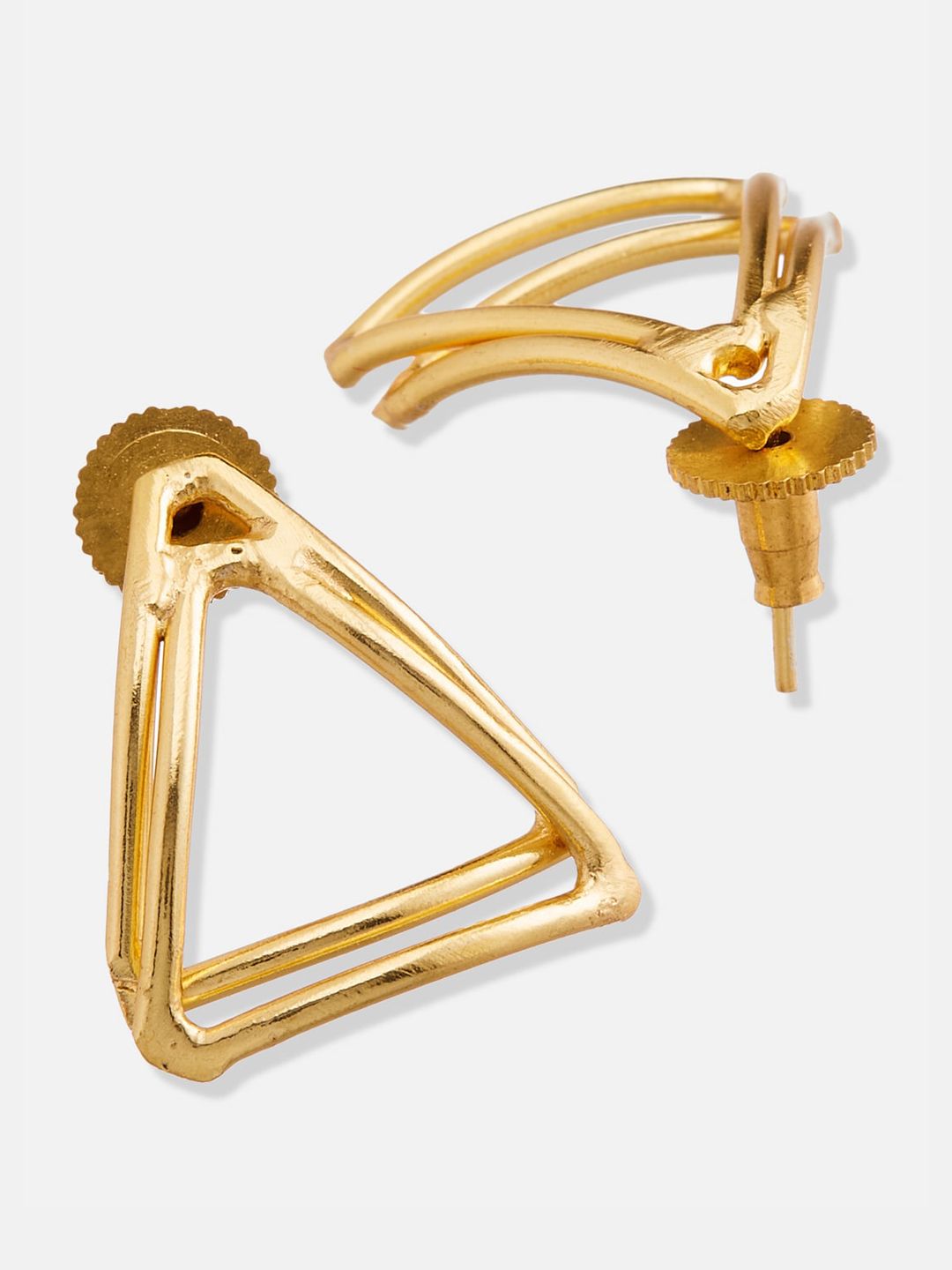 ATIBELLE Set Of 2 Gold-Plated Cubic Zirconia Geometric Shaped Stud Earrings