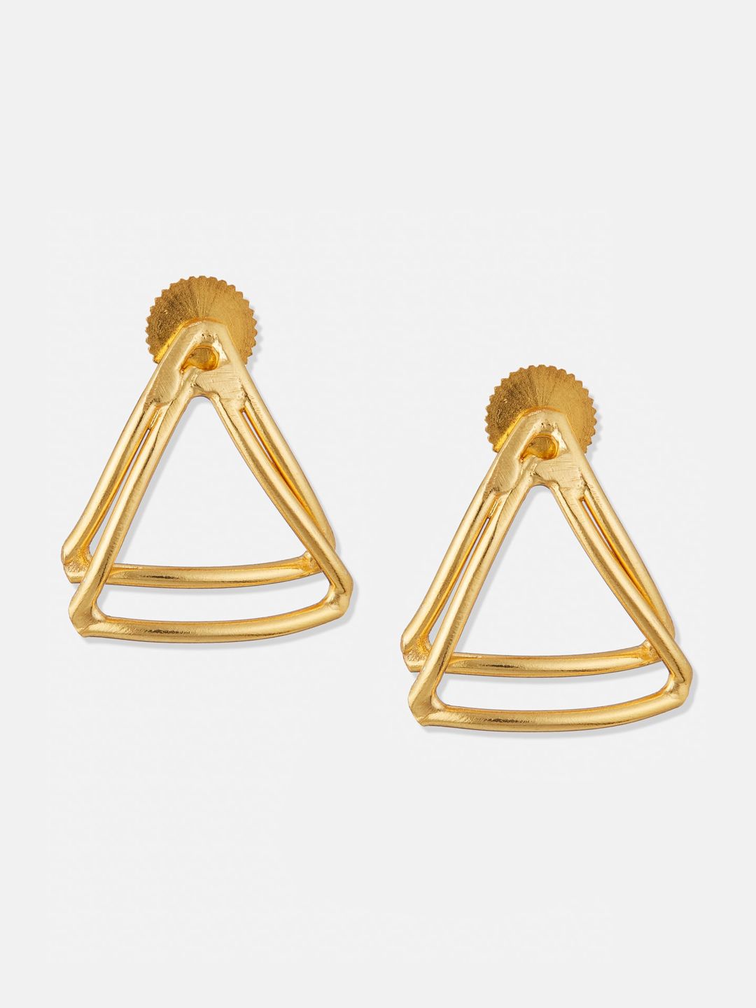 ATIBELLE Set Of 2 Gold-Plated Cubic Zirconia Geometric Shaped Stud Earrings