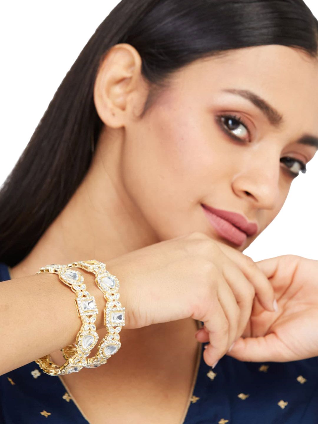 ATIBELLE Gold-Plated Kundan Studded Jewellery Set