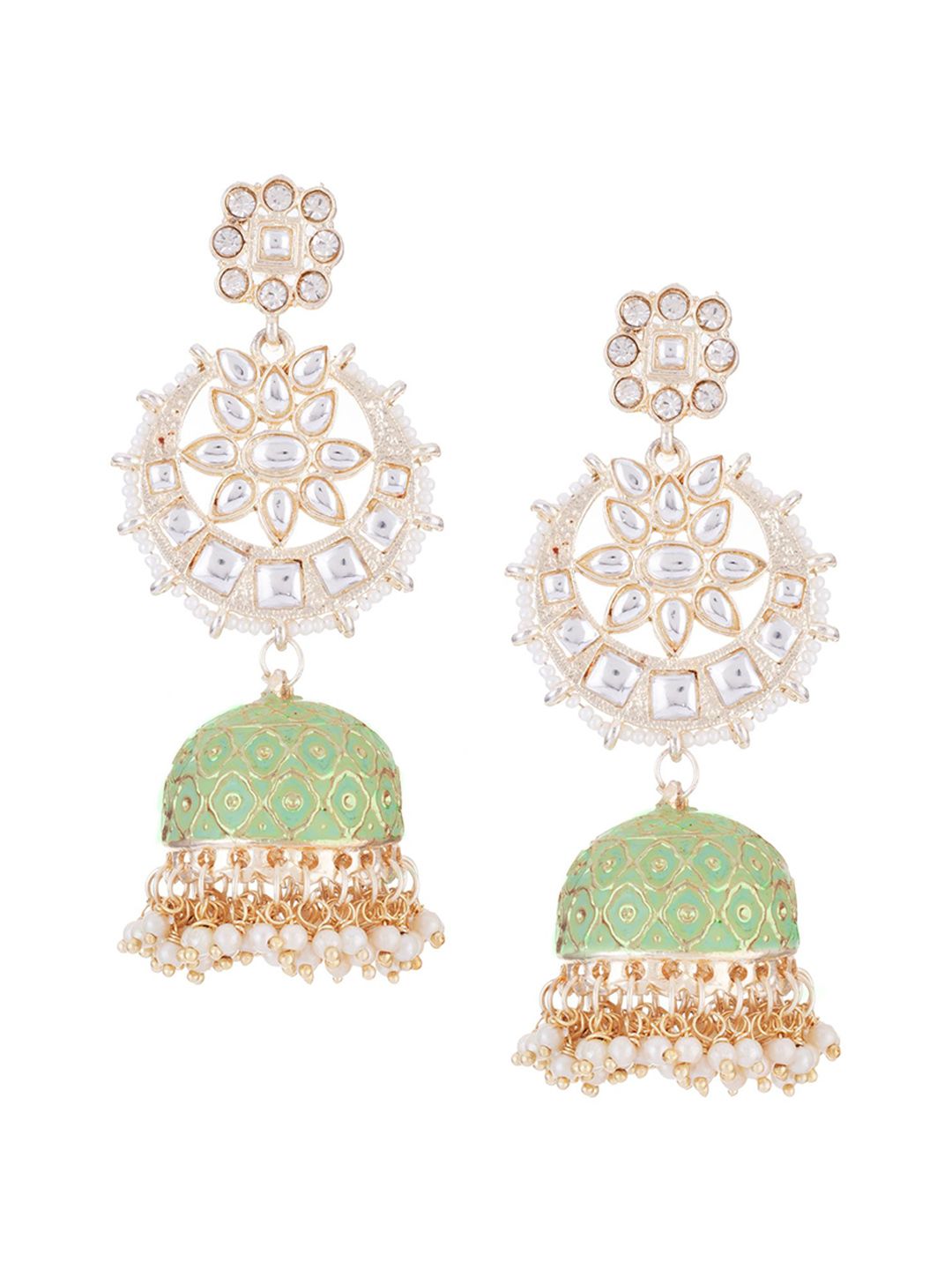 ATIBELLE Gold-Plated Kundan-Studded & Beaded Jewellery Set