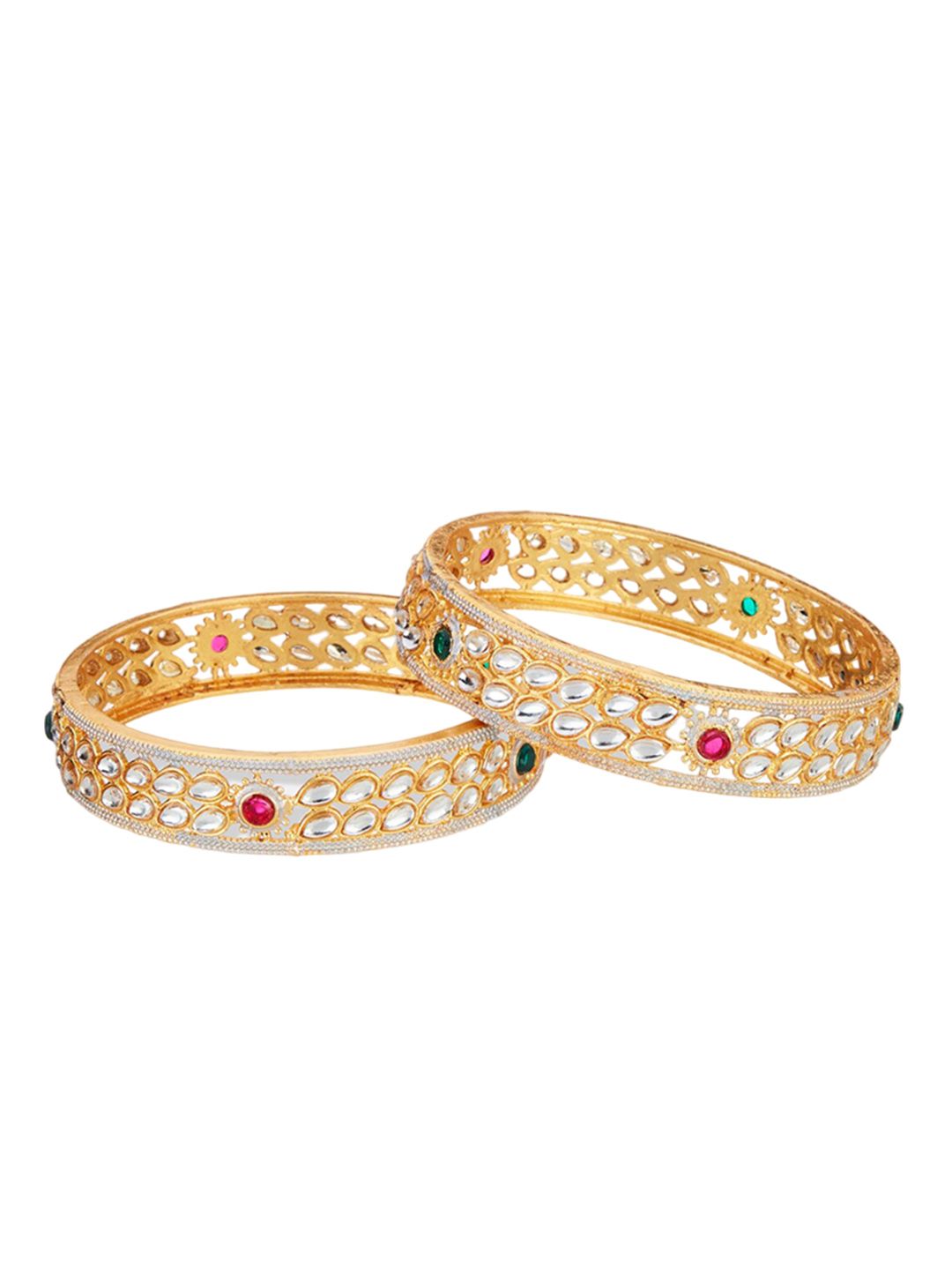 ATIBELLE Gold-Plated Kundan-Studded & Beaded Jewellery Set