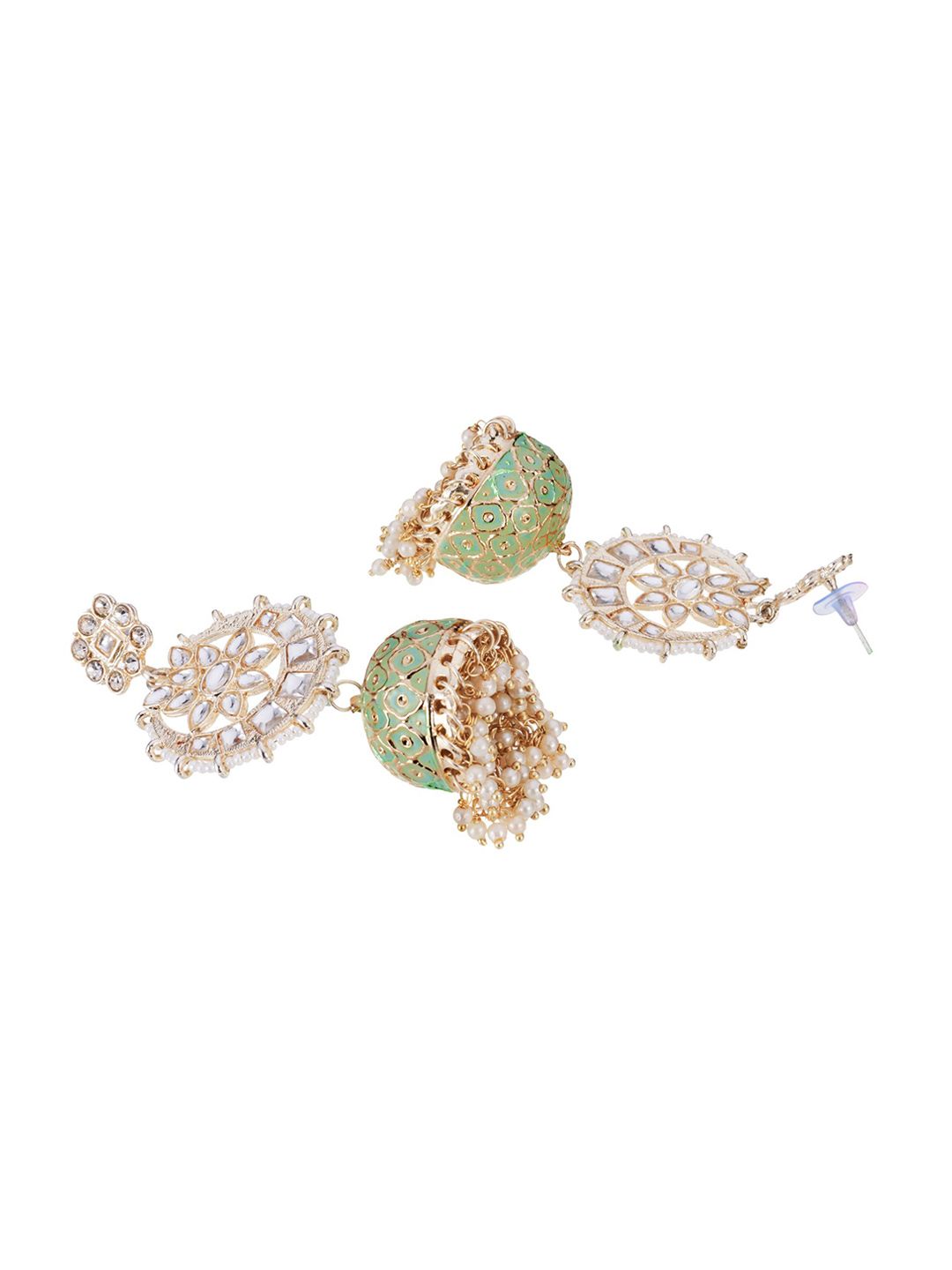 ATIBELLE Gold-Plated Kundan-Studded & Beaded Jewellery Set