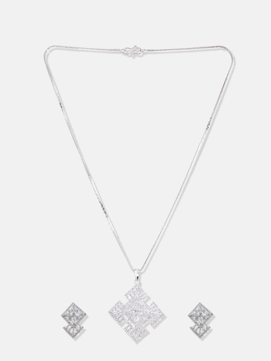 ATIBELLE Sliver-Plated CZ Studded Jewellery Set
