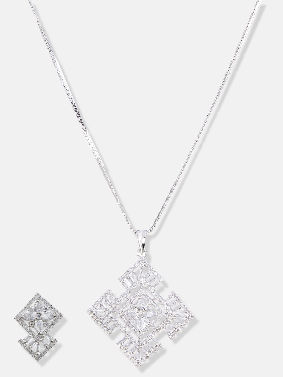 ATIBELLE Sliver-Plated CZ Studded Jewellery Set