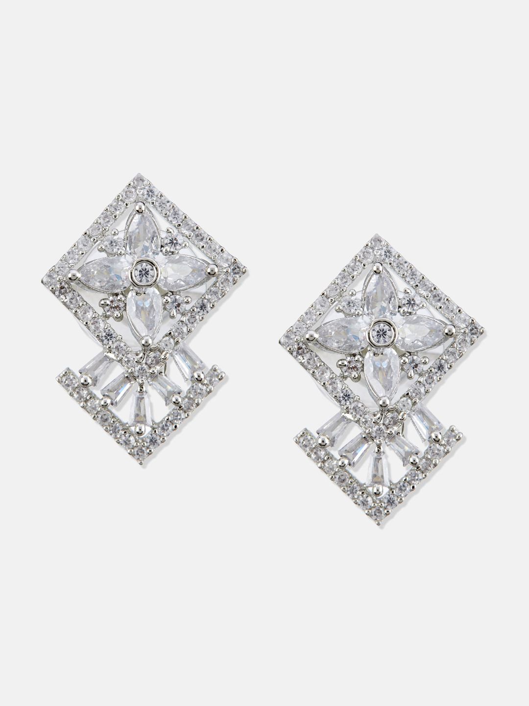 ATIBELLE Sliver-Plated CZ Studded Jewellery Set