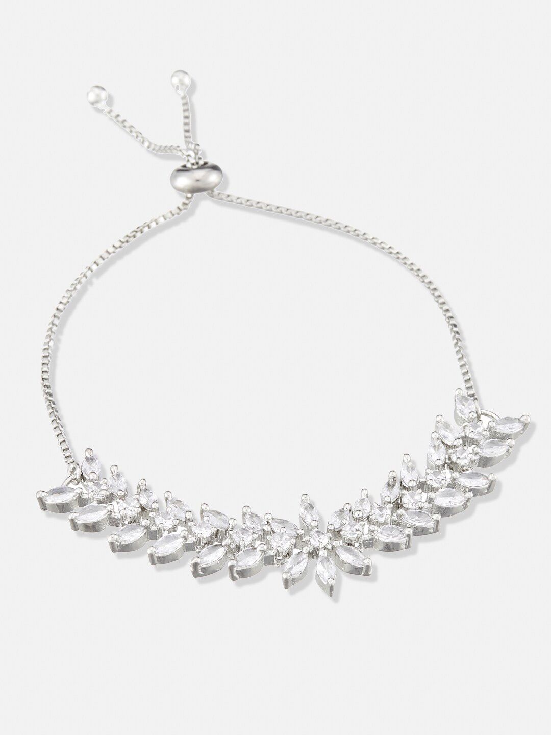 ATIBELLE Silver-Plated Cubic Zirconia Wraparound Bracelet
