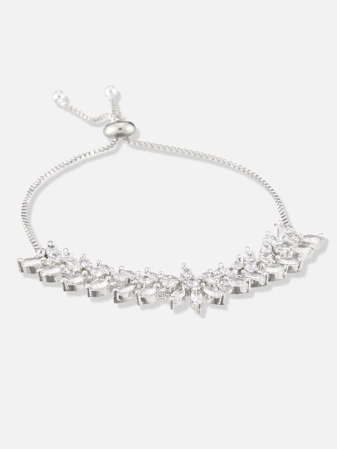 ATIBELLE Silver-Plated Cubic Zirconia Wraparound Bracelet