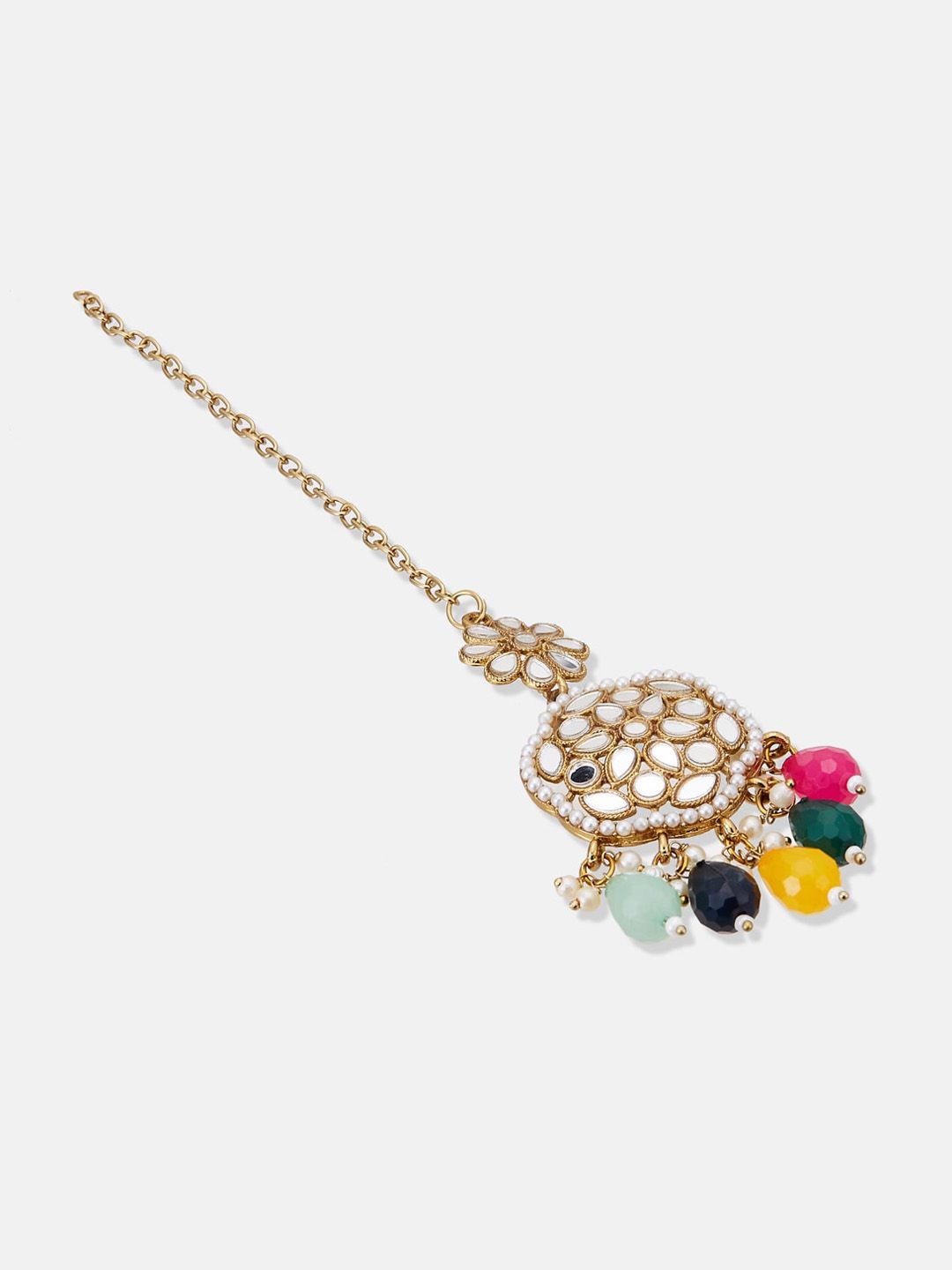 ATIBELLE Gold Plated Kundan Studded & Beaded Jewellery Set