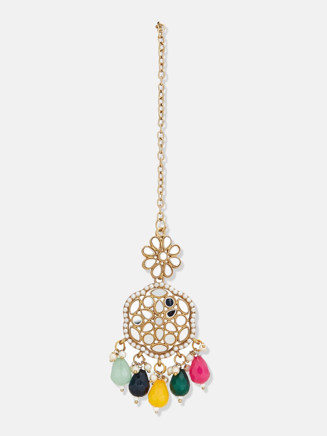 ATIBELLE Gold Plated Kundan Studded & Beaded Jewellery Set