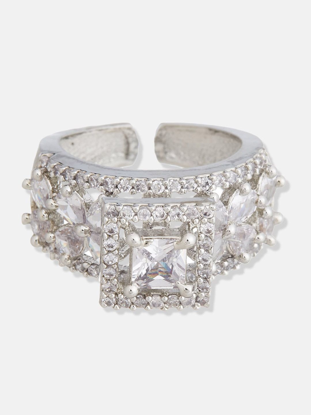 ATIBELLE Silver-Plated Cubic Zirconia-Studded Jewellery Set