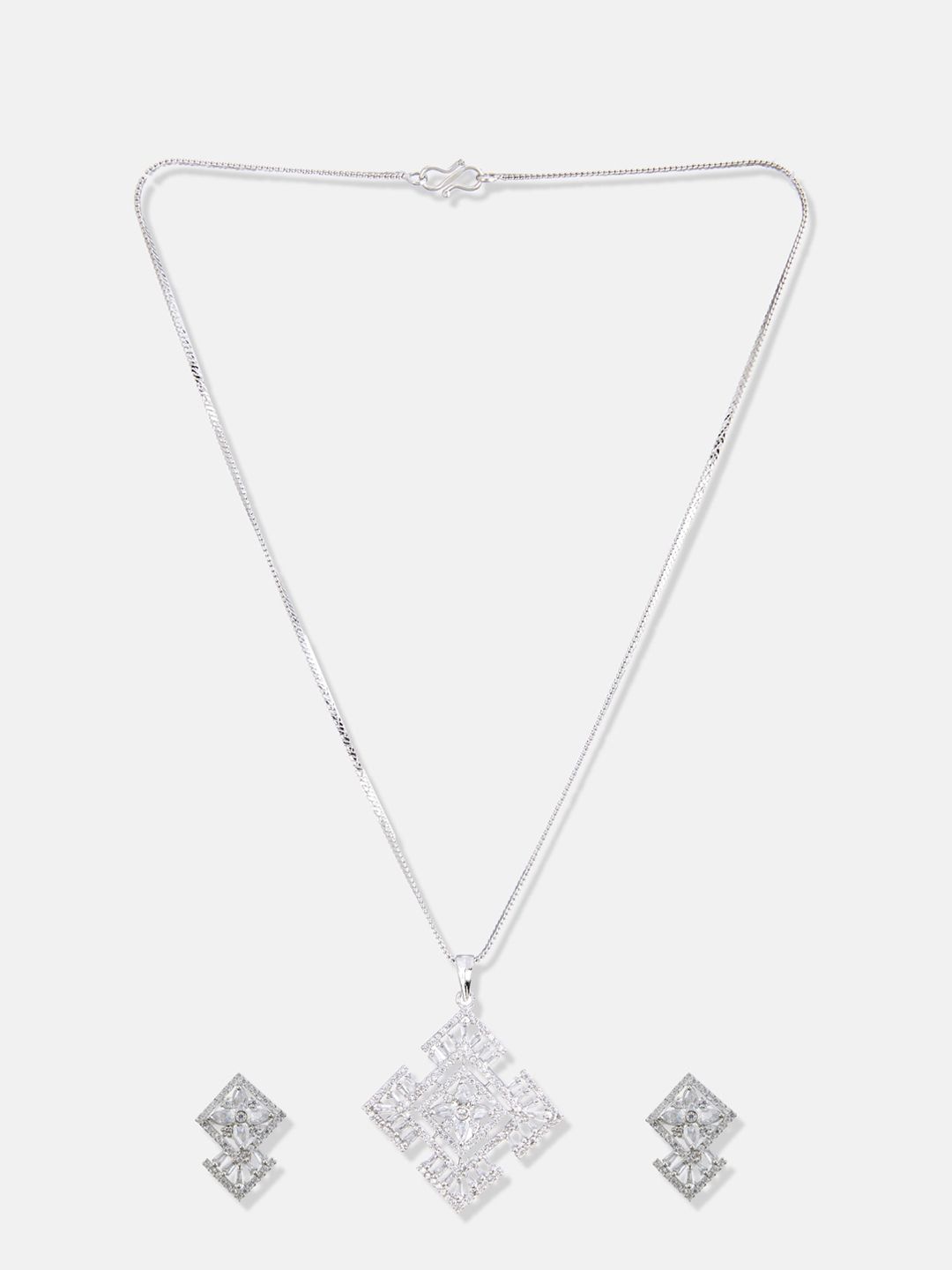 ATIBELLE Silver-Plated Cubic Zirconia-Studded Jewellery Set