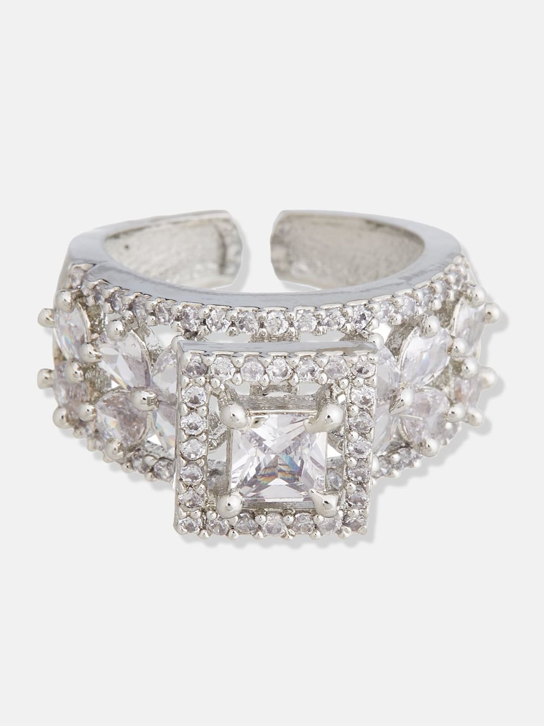 ATIBELLE Silver-Plated Cubic Zirconia Studded Jewellery Set