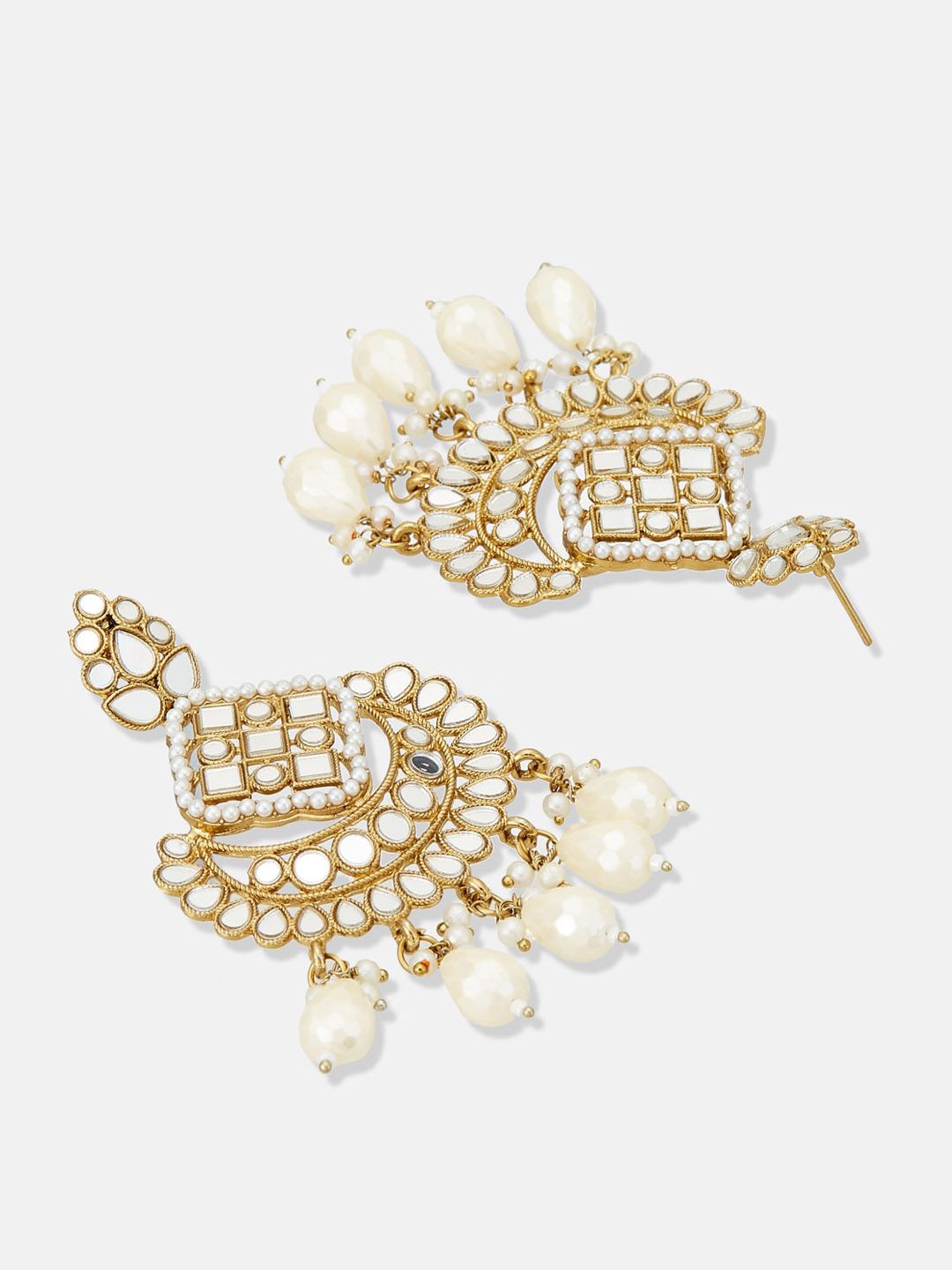 ATIBELLE Gold-Plated Mirror Stone Studded & Bedded Jewellery Set